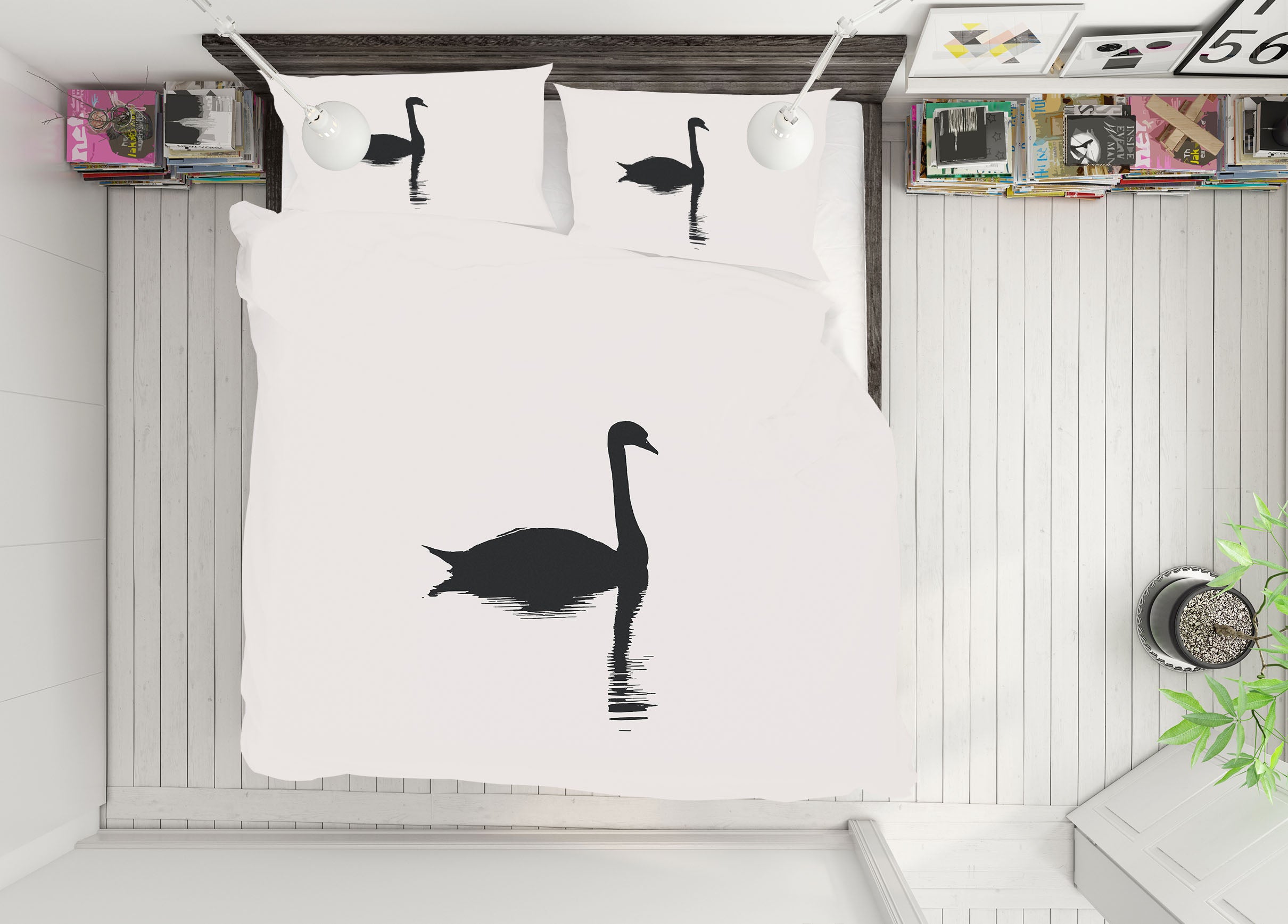 3D Swan Pattern 227 Boris Draschoff Bedding Bed Pillowcases Quilt