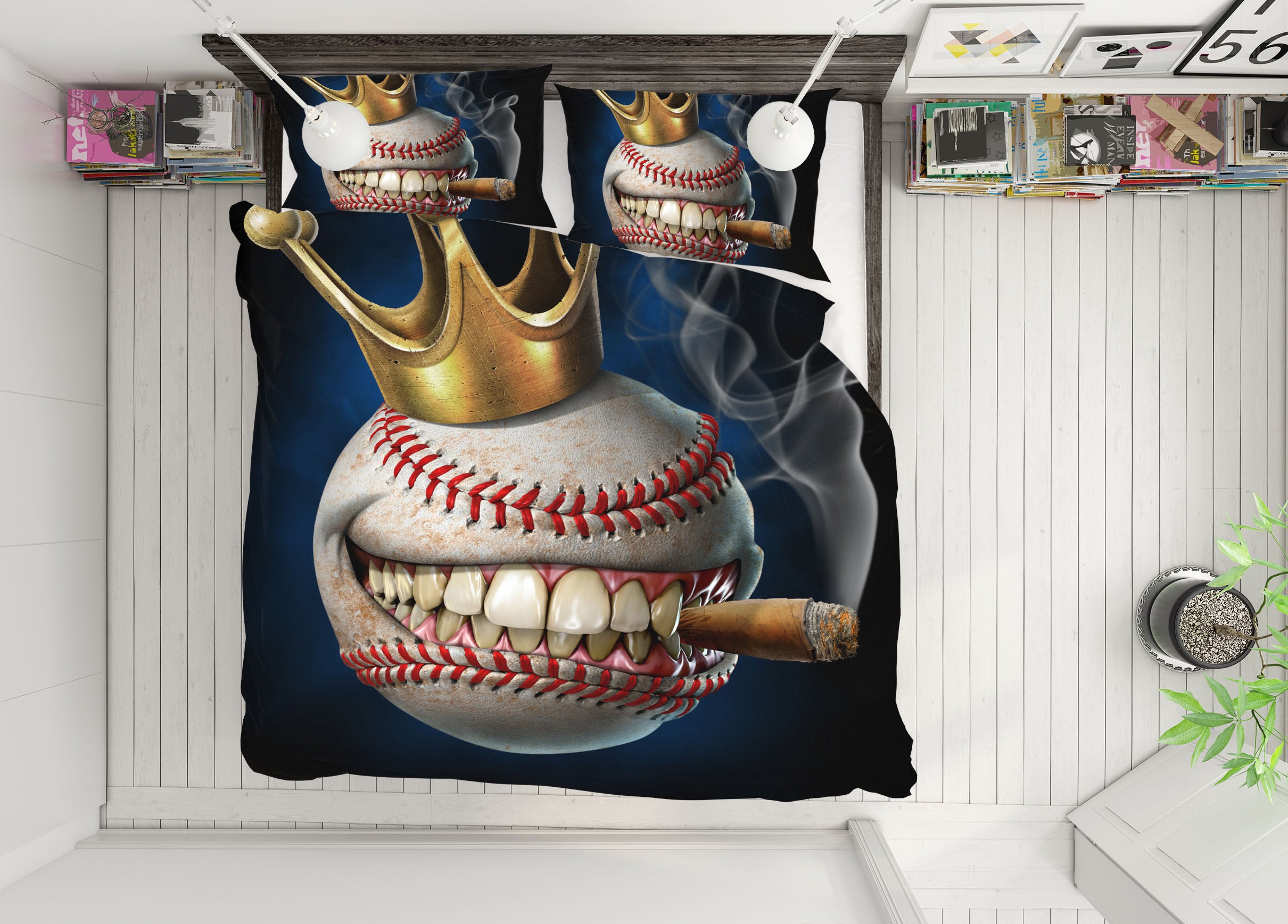 3D Baseball Tooth Smoke Crown 4053 Tom Wood Bedding Bed Pillowcases Quilt