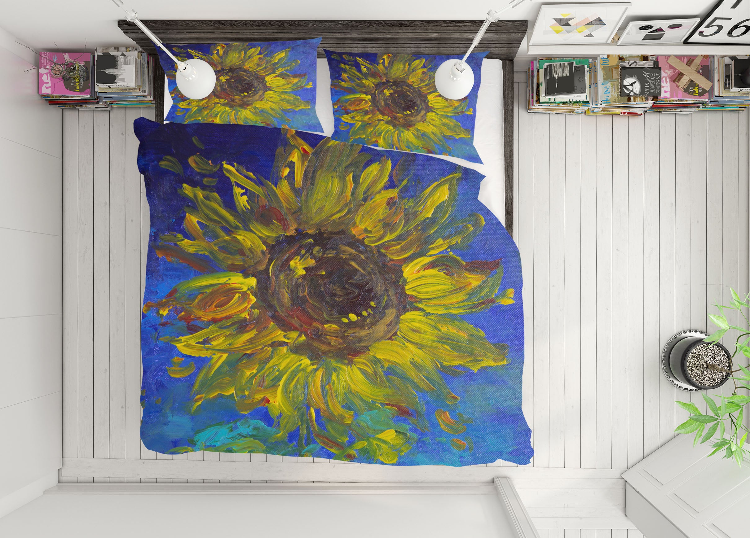 3D Sunflower 2047 Debi Coules Bedding Bed Pillowcases Quilt
