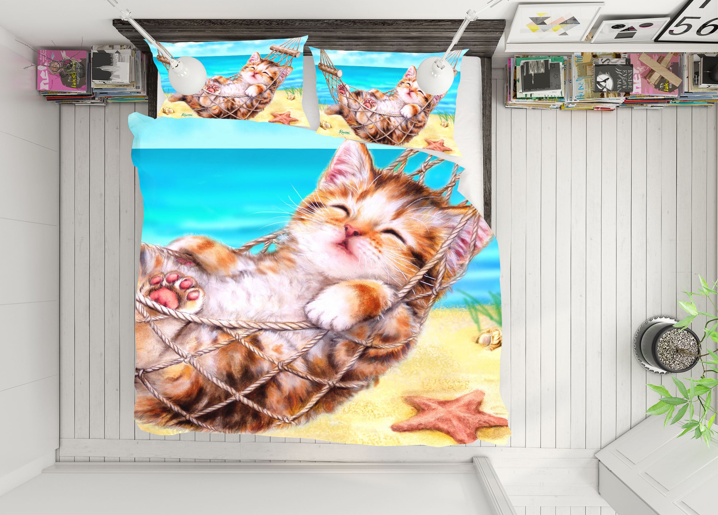 3D Beach Cat 5813 Kayomi Harai Bedding Bed Pillowcases Quilt Cover Duvet Cover