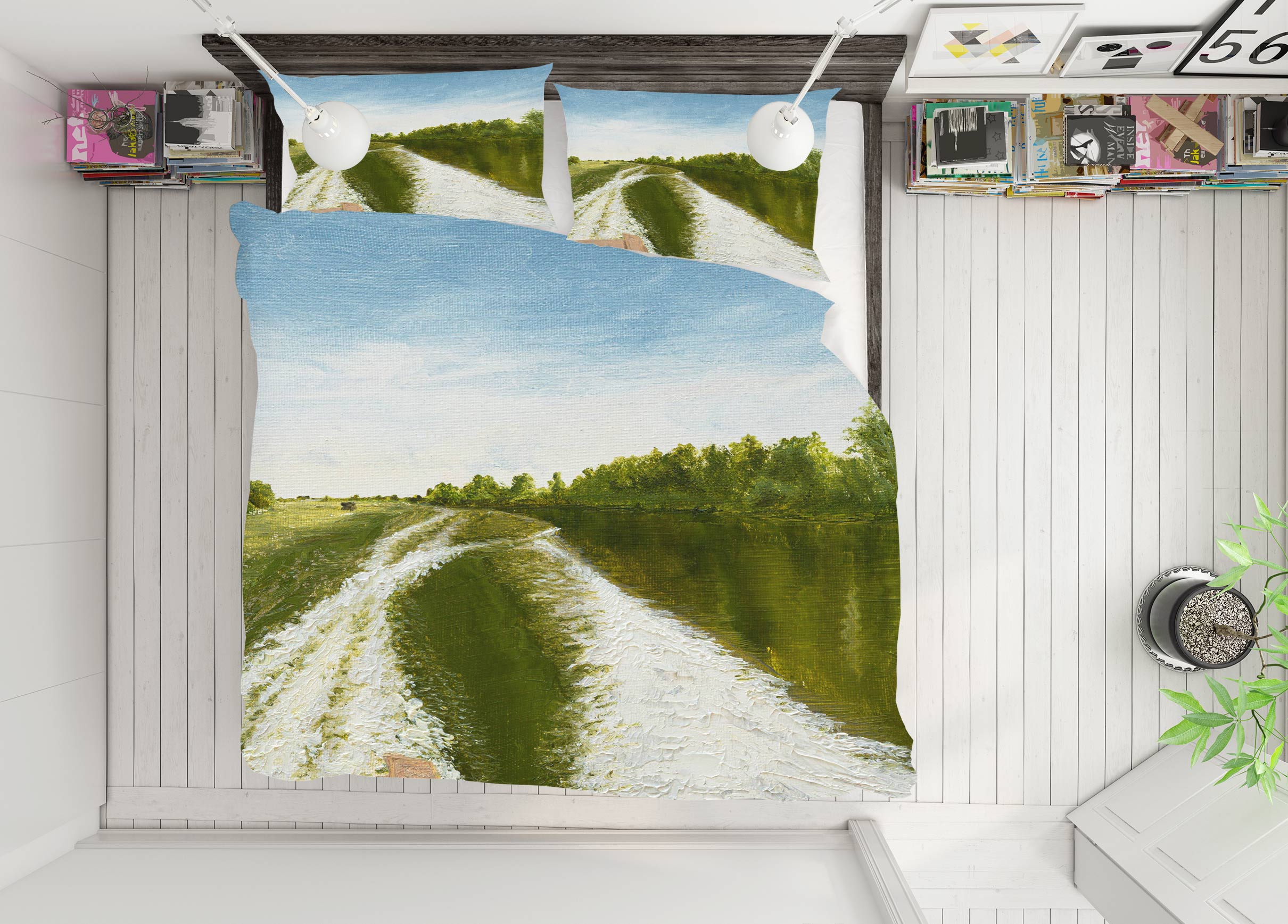 3D River Trees 1747 Marina Zotova Bedding Bed Pillowcases Quilt