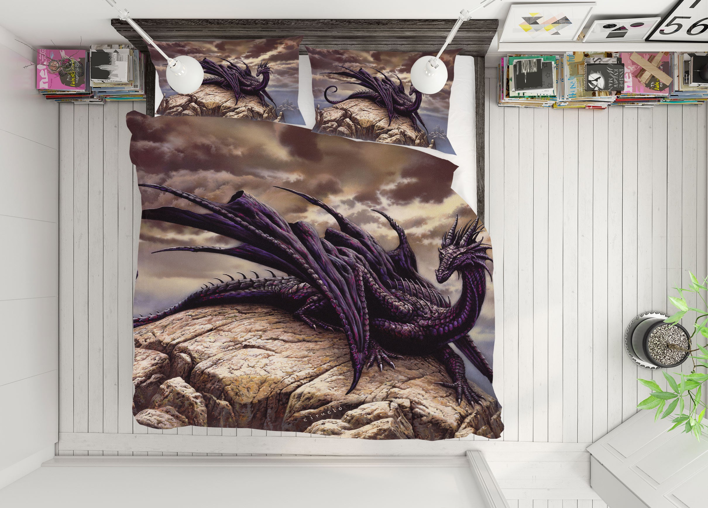 3D Stone Dragon 6197 Ciruelo Bedding Bed Pillowcases Quilt