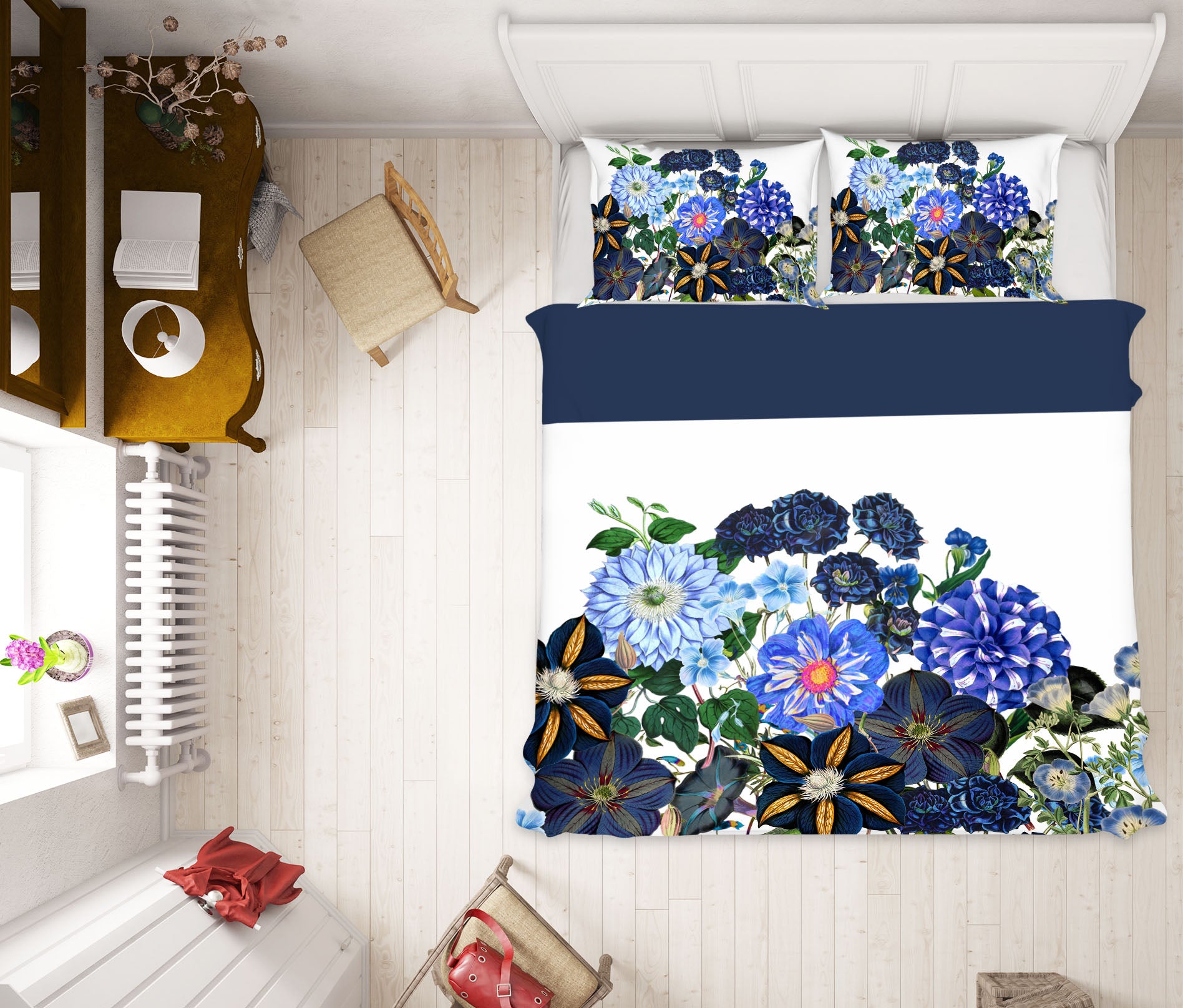 3D Blue Lotus 043 Uta Naumann Bedding Bed Pillowcases Quilt