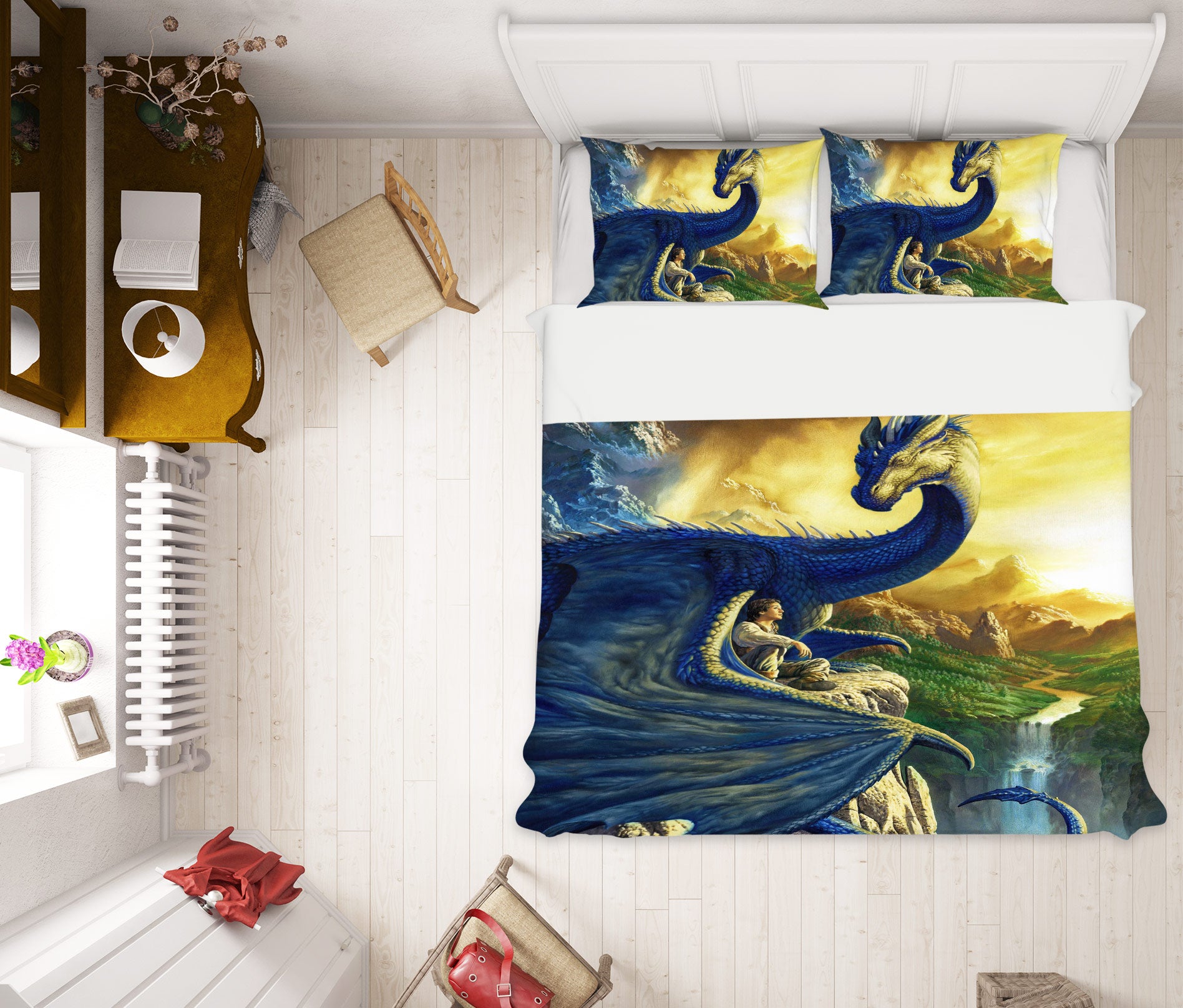 3D Dragon And Man 7032 Ciruelo Bedding Bed Pillowcases Quilt
