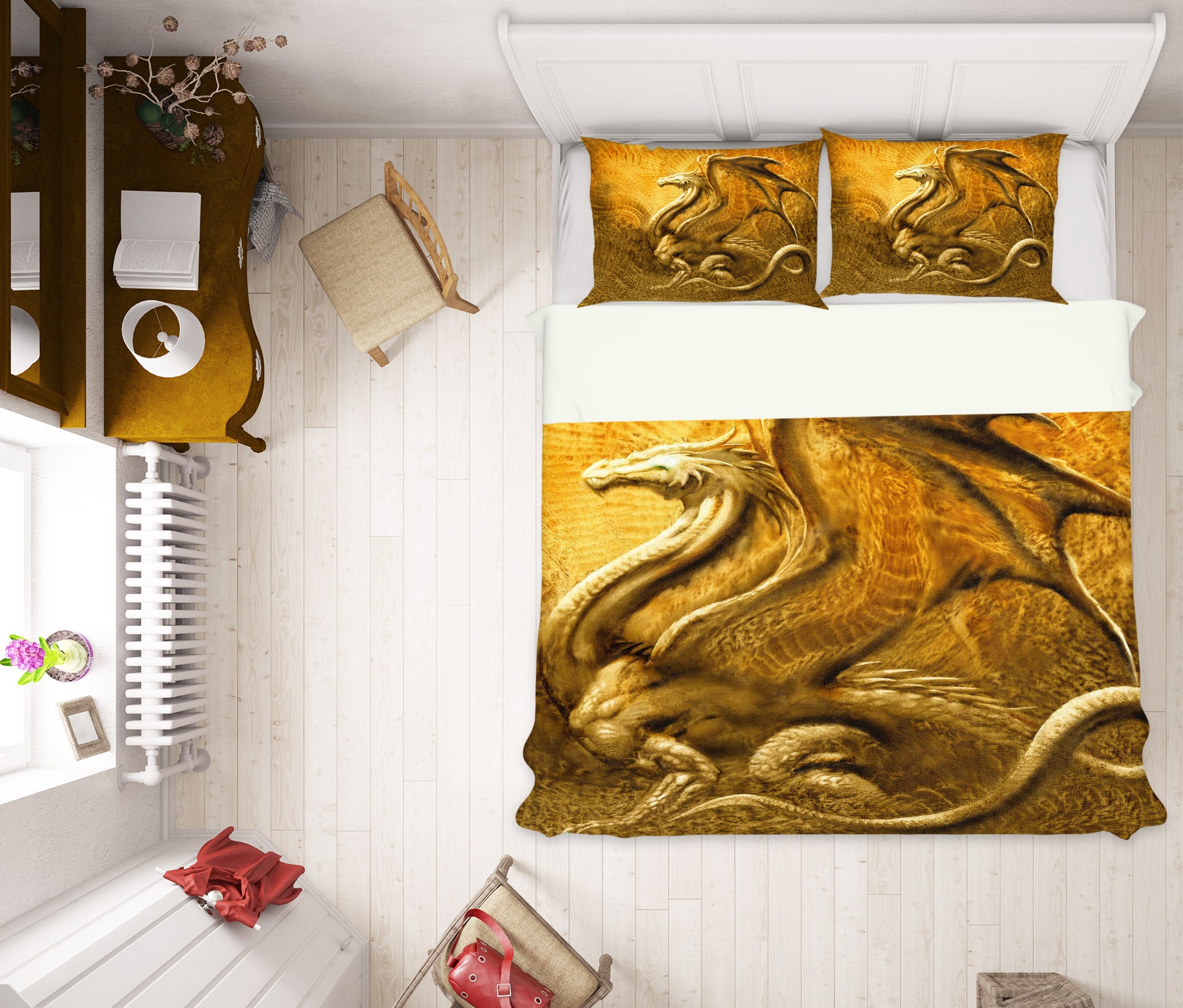 3D Golden Dragon 7036 Ciruelo Bedding Bed Pillowcases Quilt