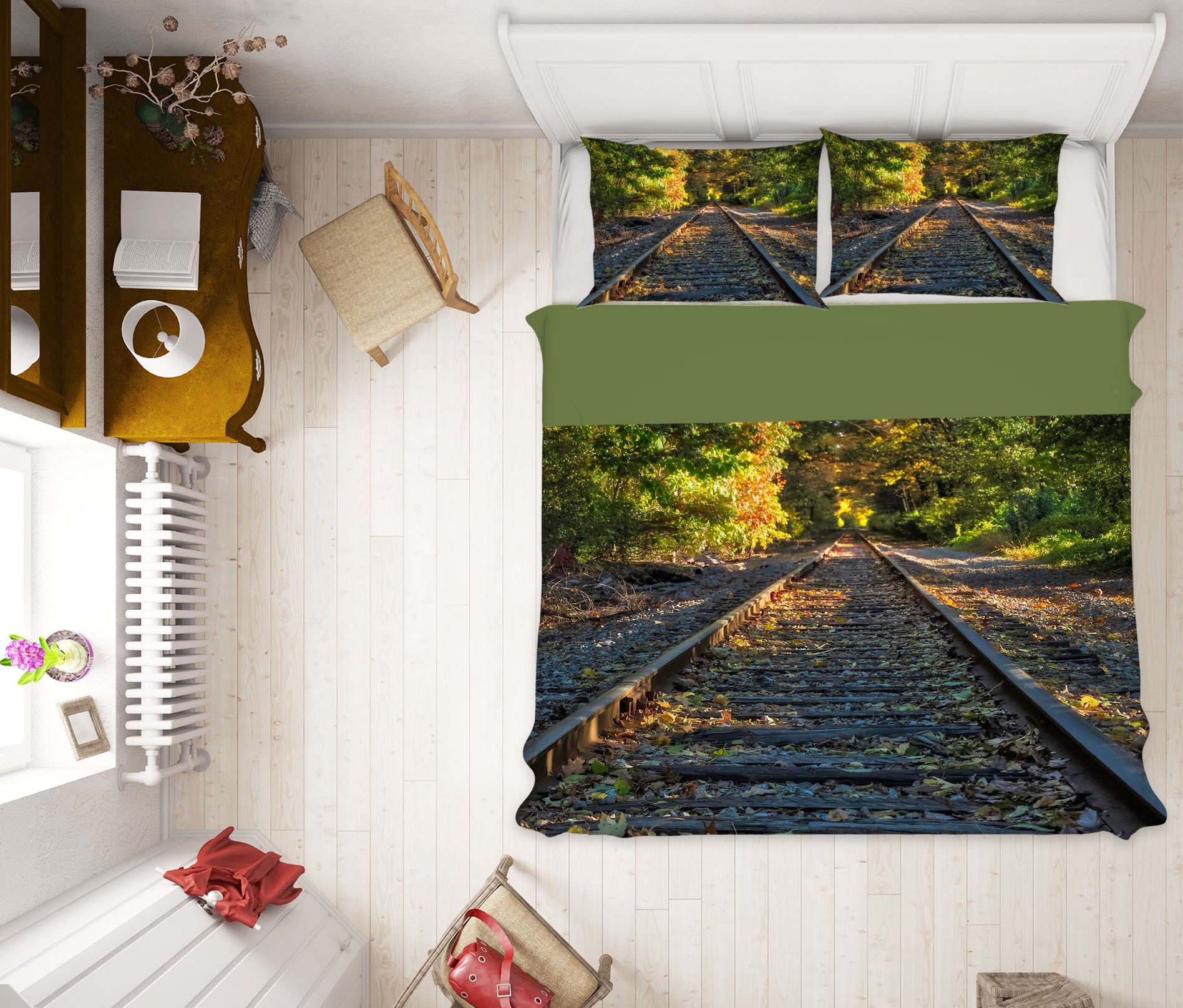 3D Railway Forest 1030 Jerry LoFaro bedding Bed Pillowcases Quilt