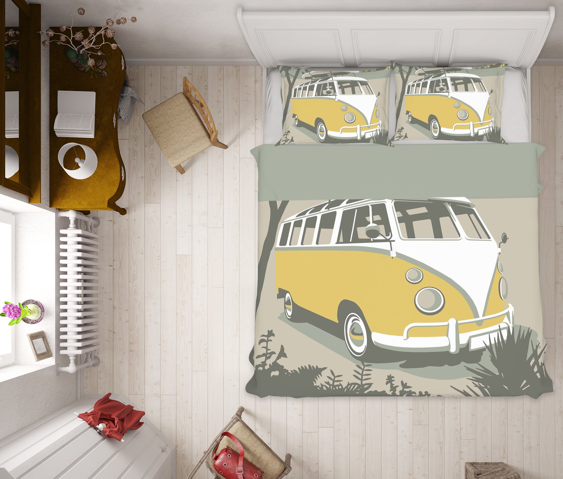 3D Polzeath Camper 2040 Steve Read Bedding Bed Pillowcases Quilt