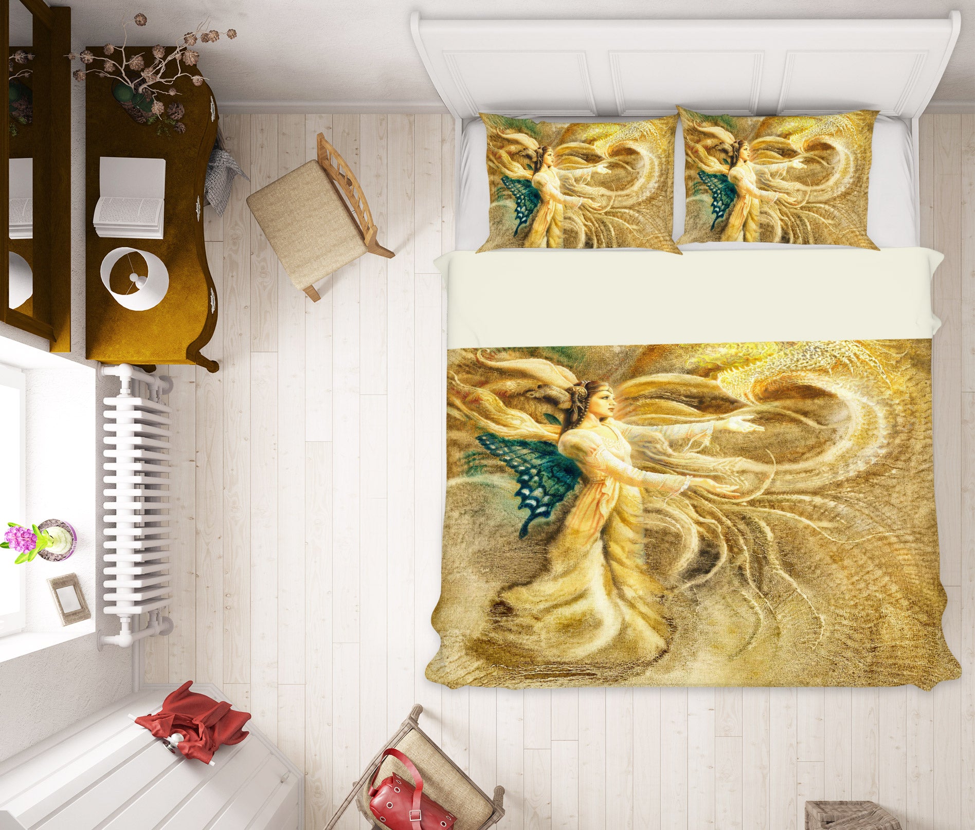 3D Butterfly Wings Golden Elf 7035 Ciruelo Bedding Bed Pillowcases Quilt