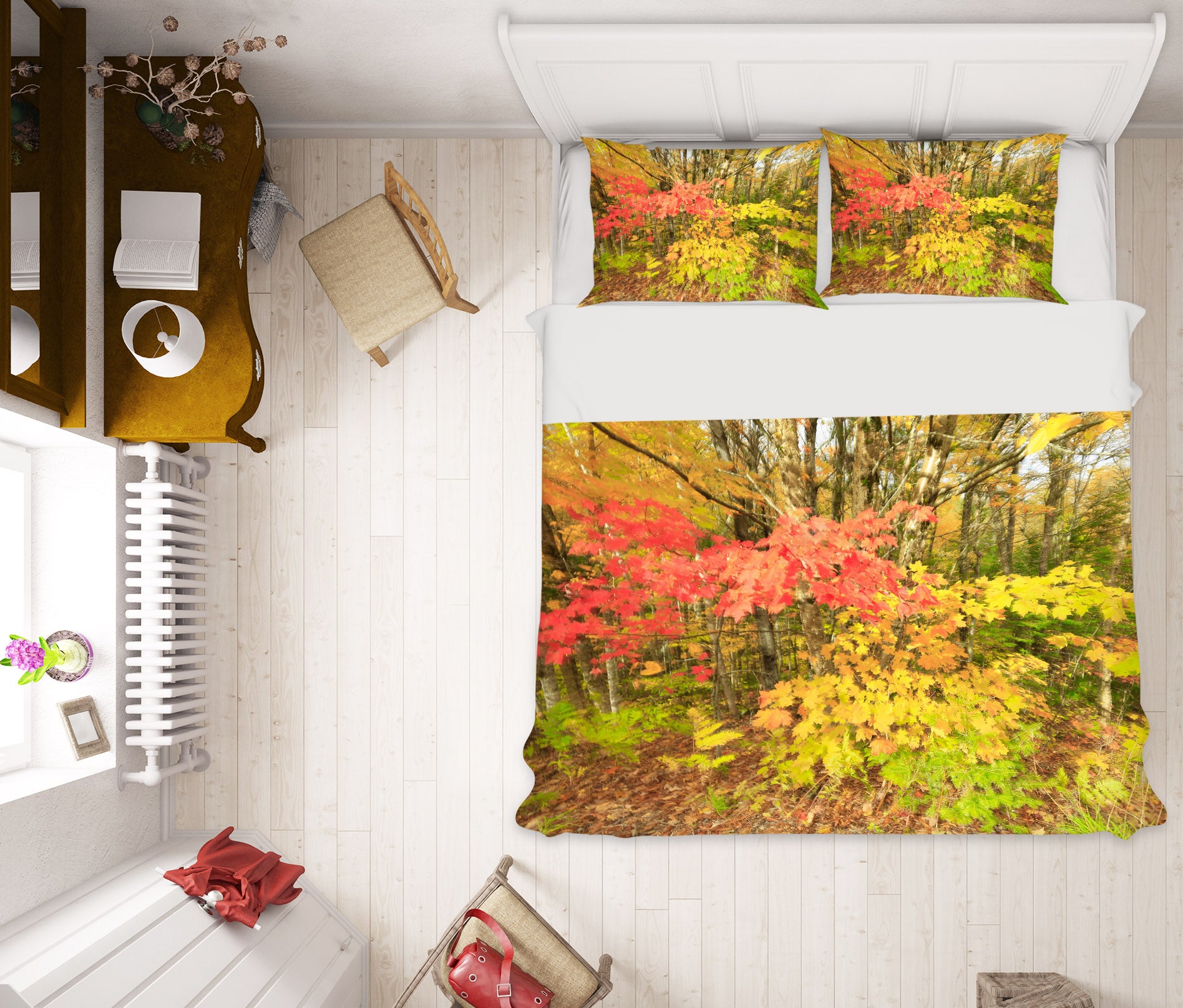 3D Forest Leaves 62175 Kathy Barefield Bedding Bed Pillowcases Quilt