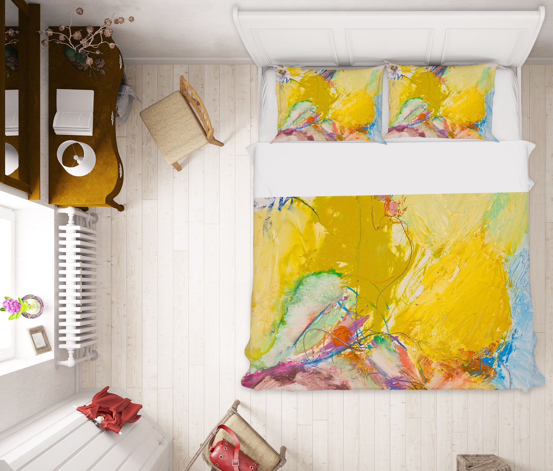 3D Graffiti Yellow 1055 Allan P. Friedlander Bedding Bed Pillowcases Quilt