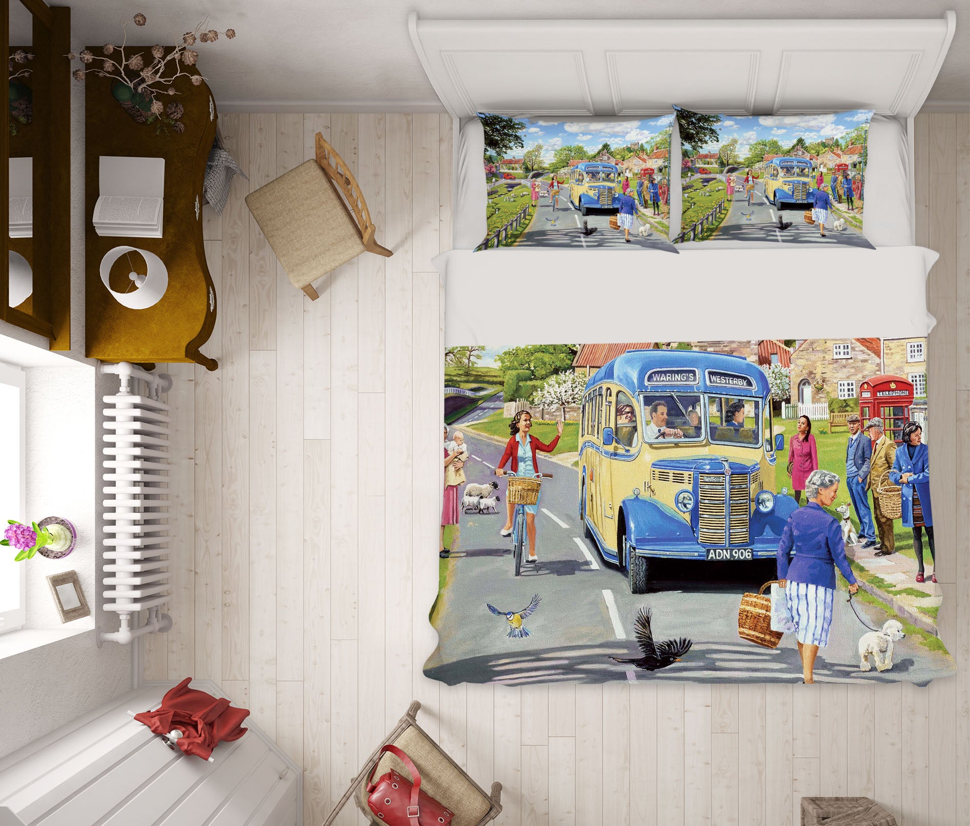 3D The Village Bus Stop 2072 Trevor Mitchell bedding Bed Pillowcases Quilt