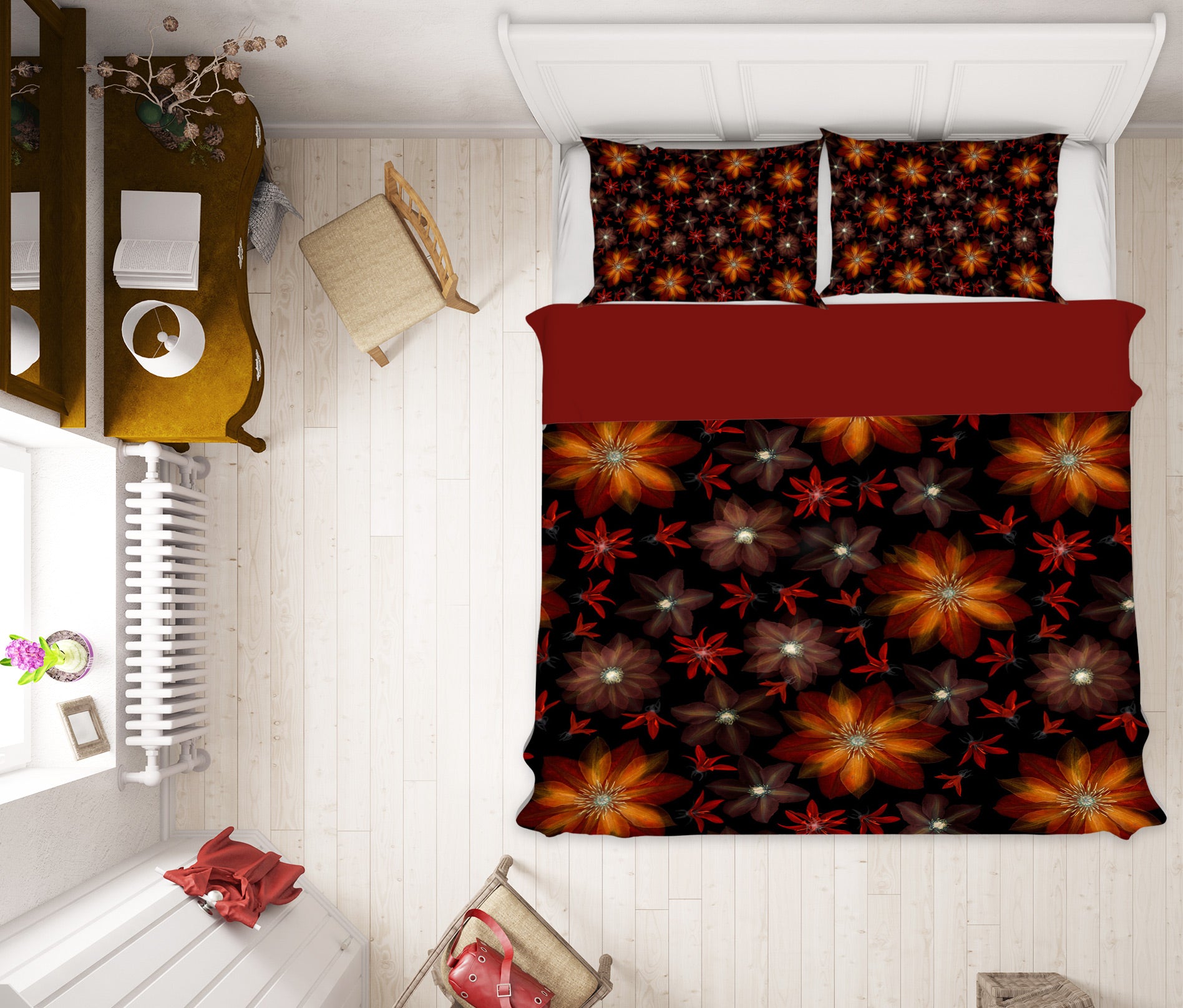 3D Red Flower 1098 Assaf Frank Bedding Bed Pillowcases Quilt