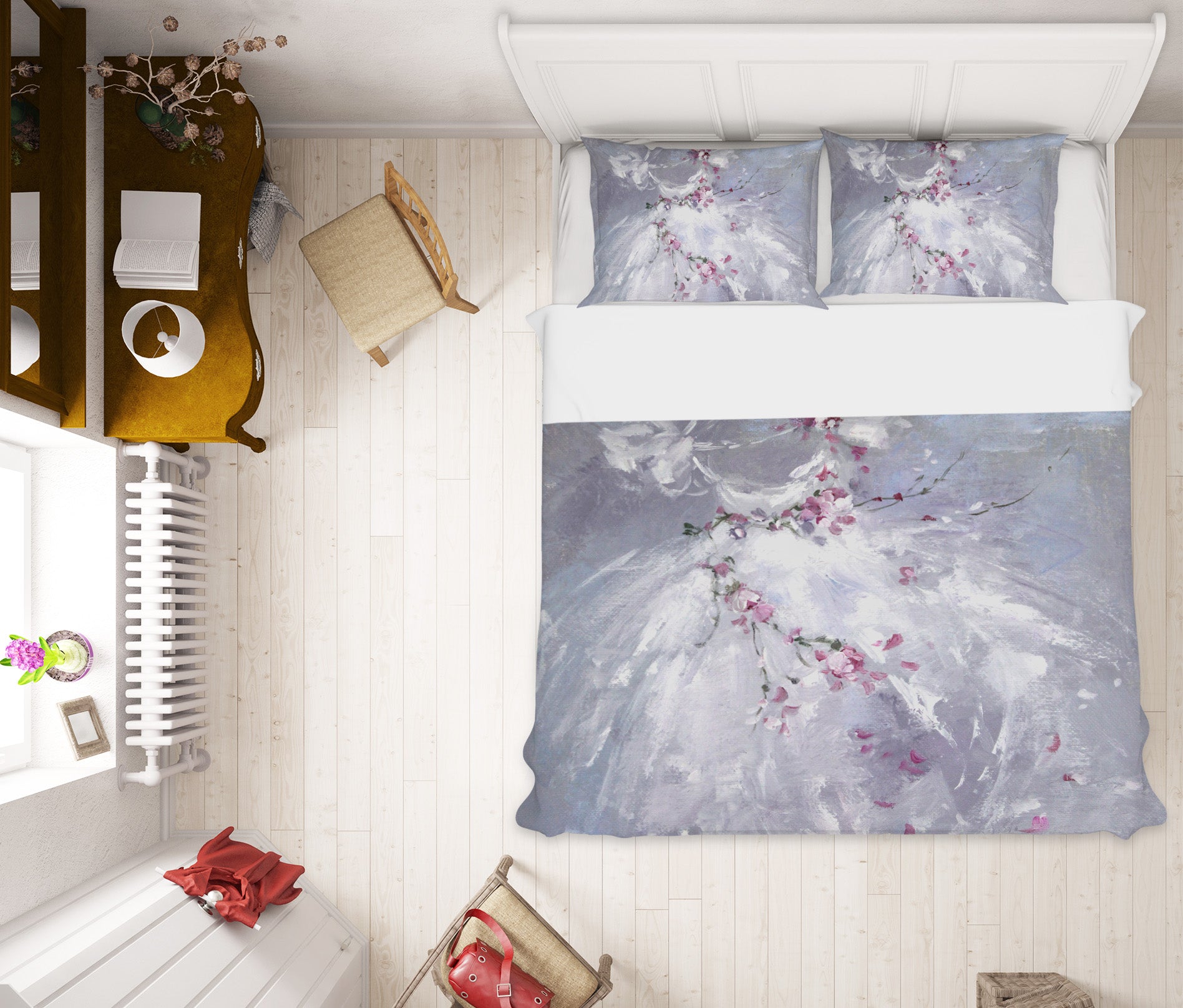 3D White Skirt Flower Vine 2061 Debi Coules Bedding Bed Pillowcases Quilt