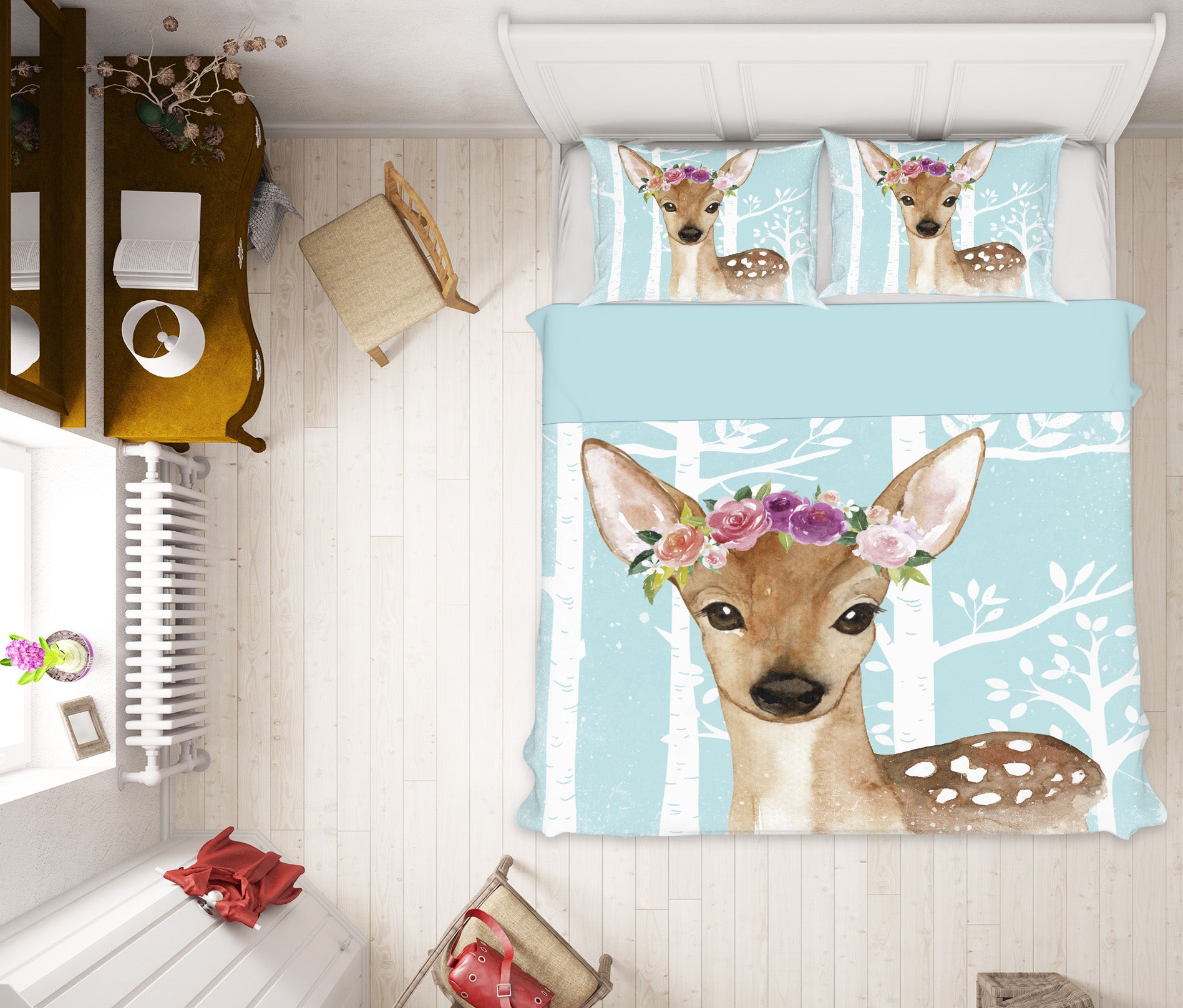 3D Sika Deer Flower 252 Uta Naumann Bedding Bed Pillowcases Quilt