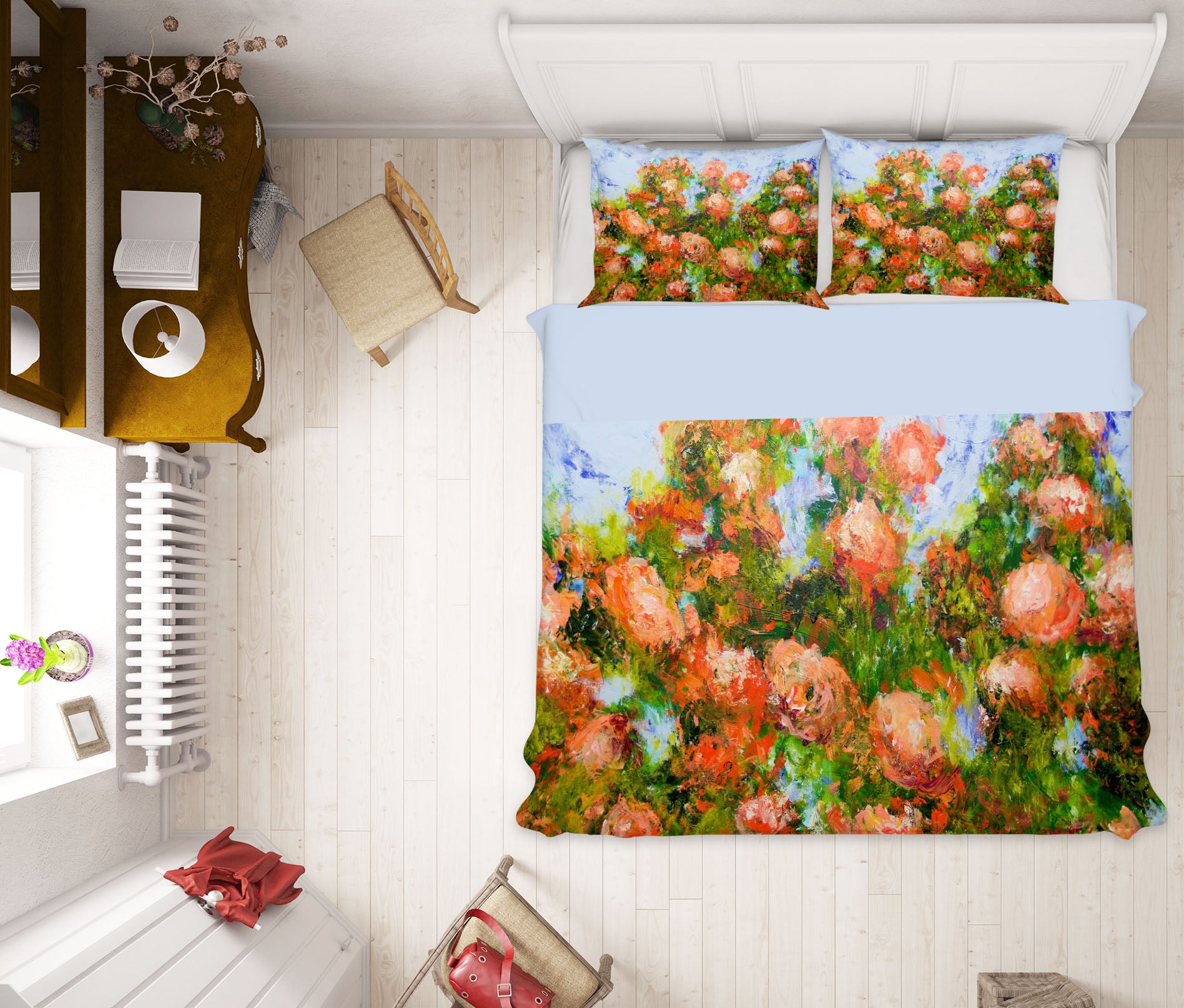 3D Red Ribbon Roses 1147 Allan P. Friedlander Bedding Bed Pillowcases Quilt