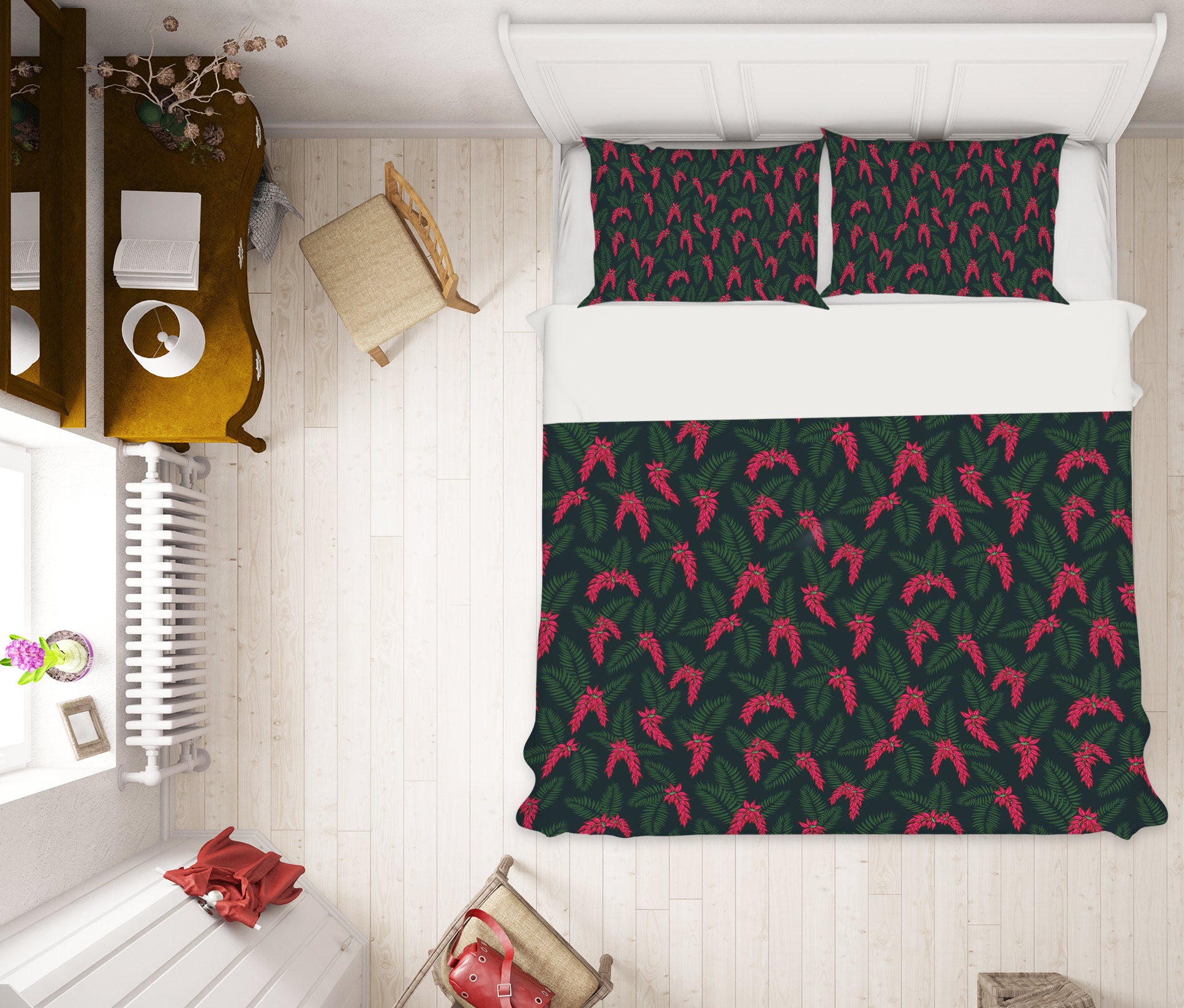 3D Red Flower Leaves 109105 Kashmira Jayaprakash Bedding Bed Pillowcases Quilt