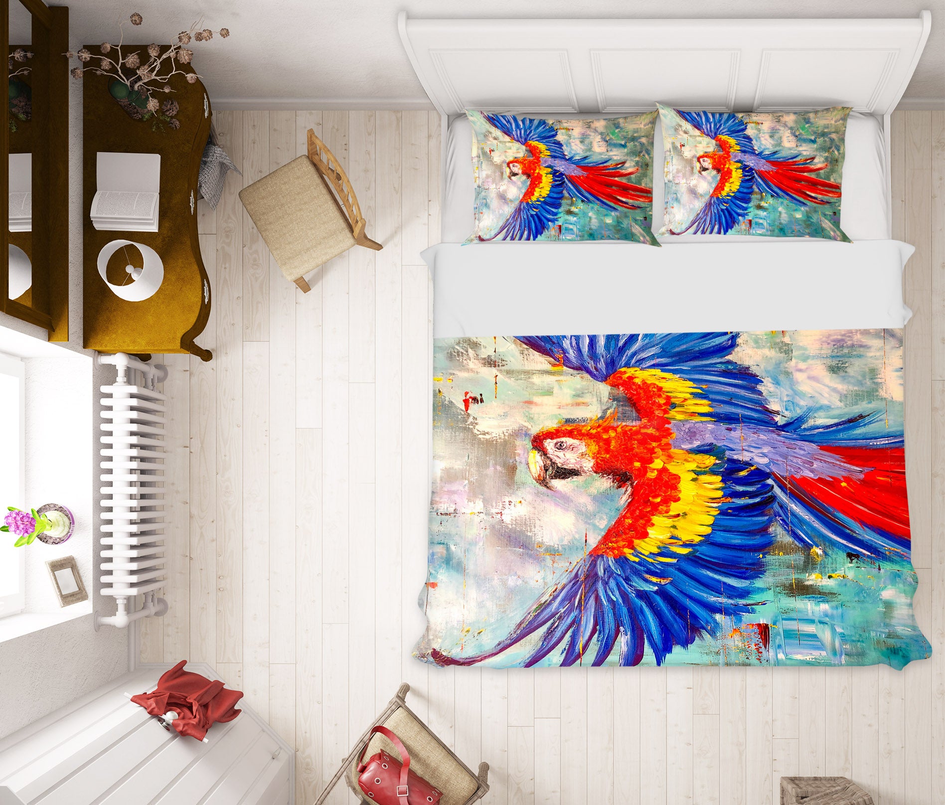 3D Watercolor Parrot 537 Skromova Marina Bedding Bed Pillowcases Quilt