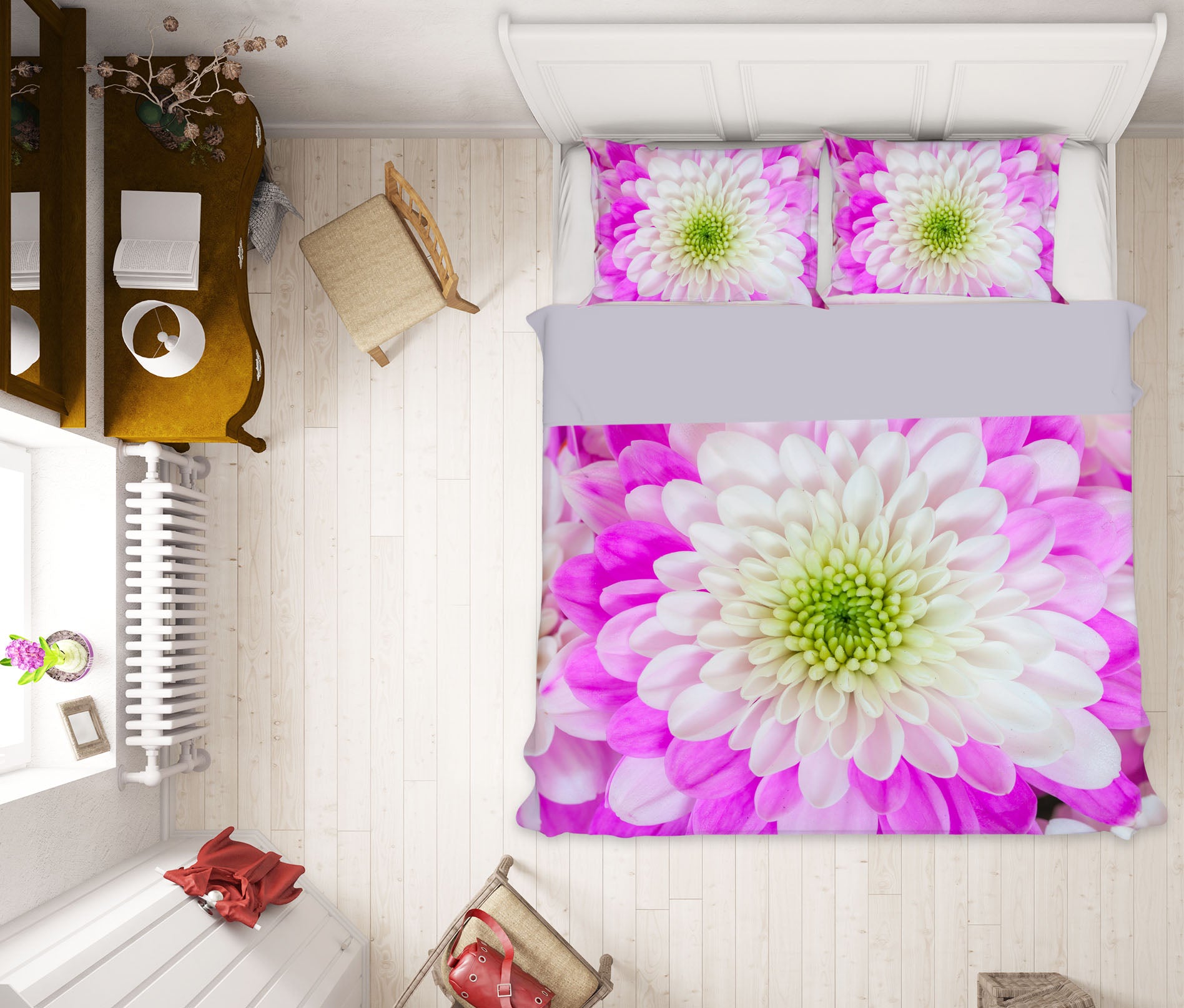 3D Red Chrysanthemum 1024 Assaf Frank Bedding Bed Pillowcases Quilt