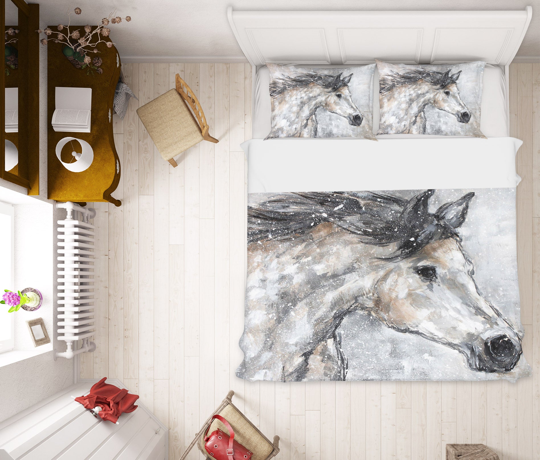 3D White Horse 2060 Debi Coules Bedding Bed Pillowcases Quilt
