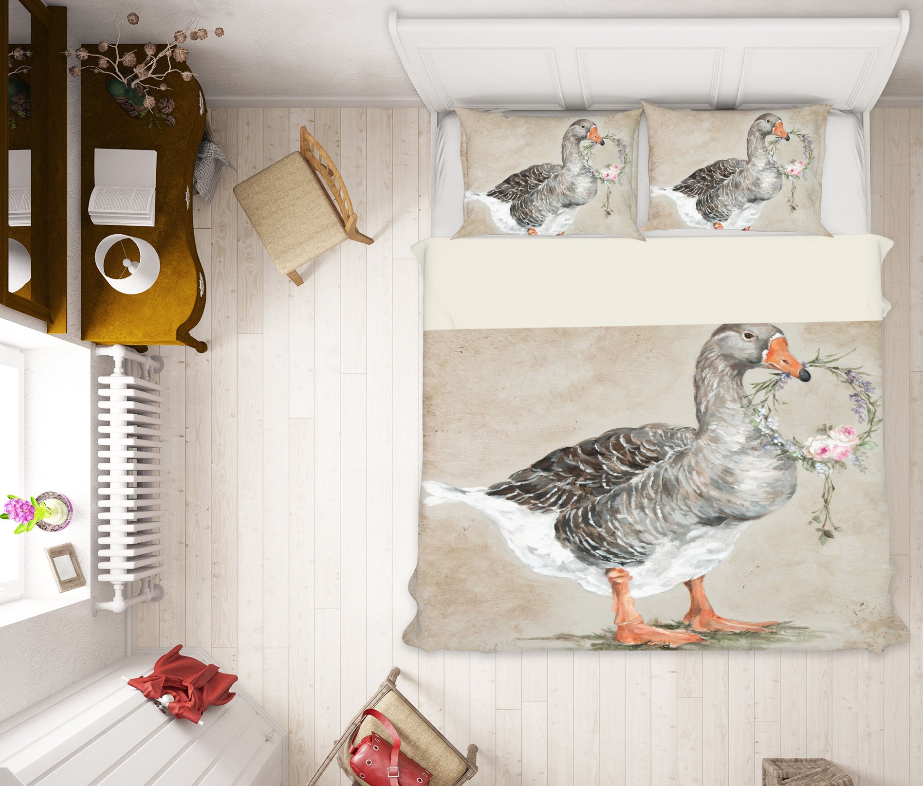 3D Wreath Duck 2023 Debi Coules Bedding Bed Pillowcases Quilt