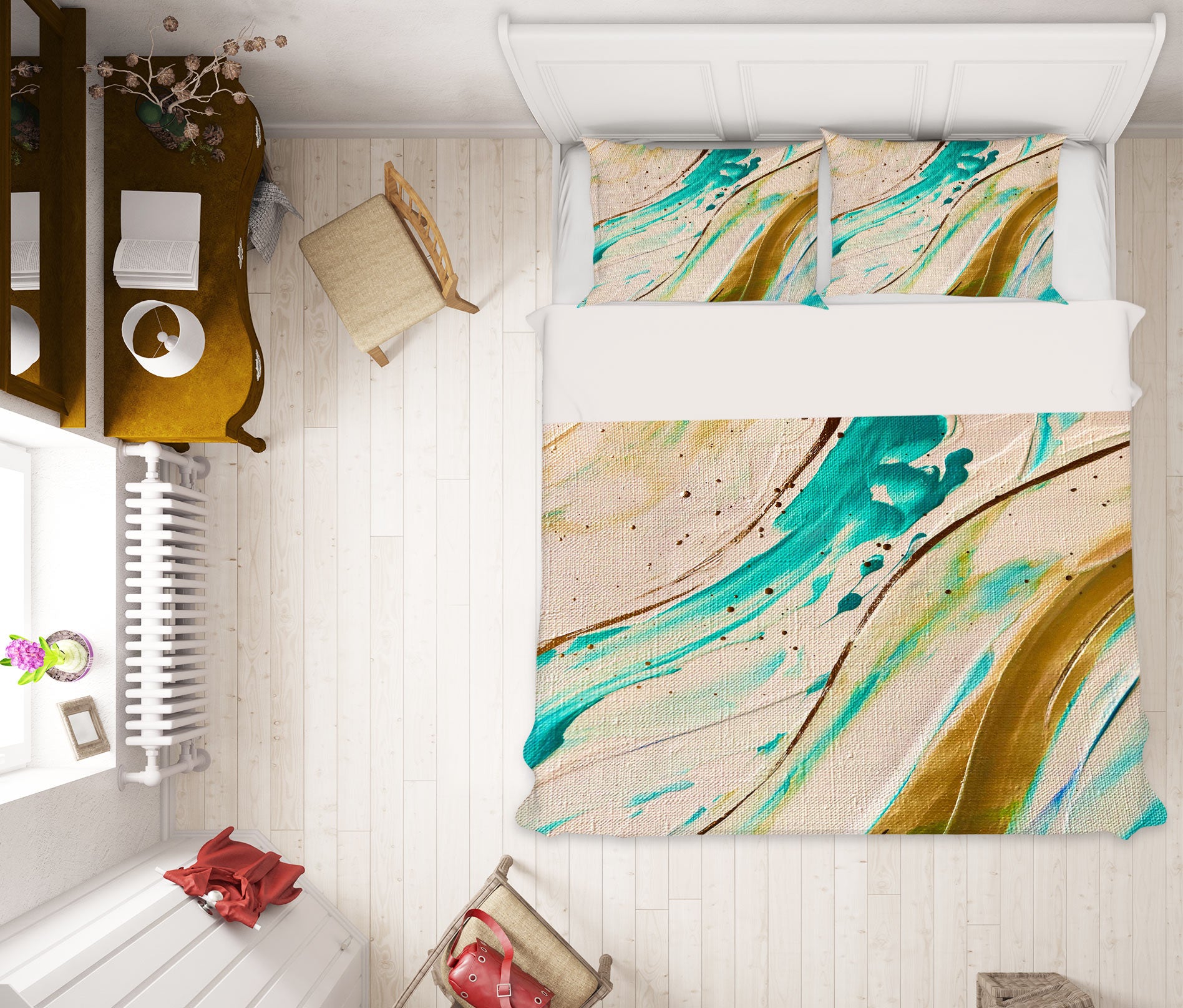 3D Blue Watercolor 438 Skromova Marina Bedding Bed Pillowcases Quilt