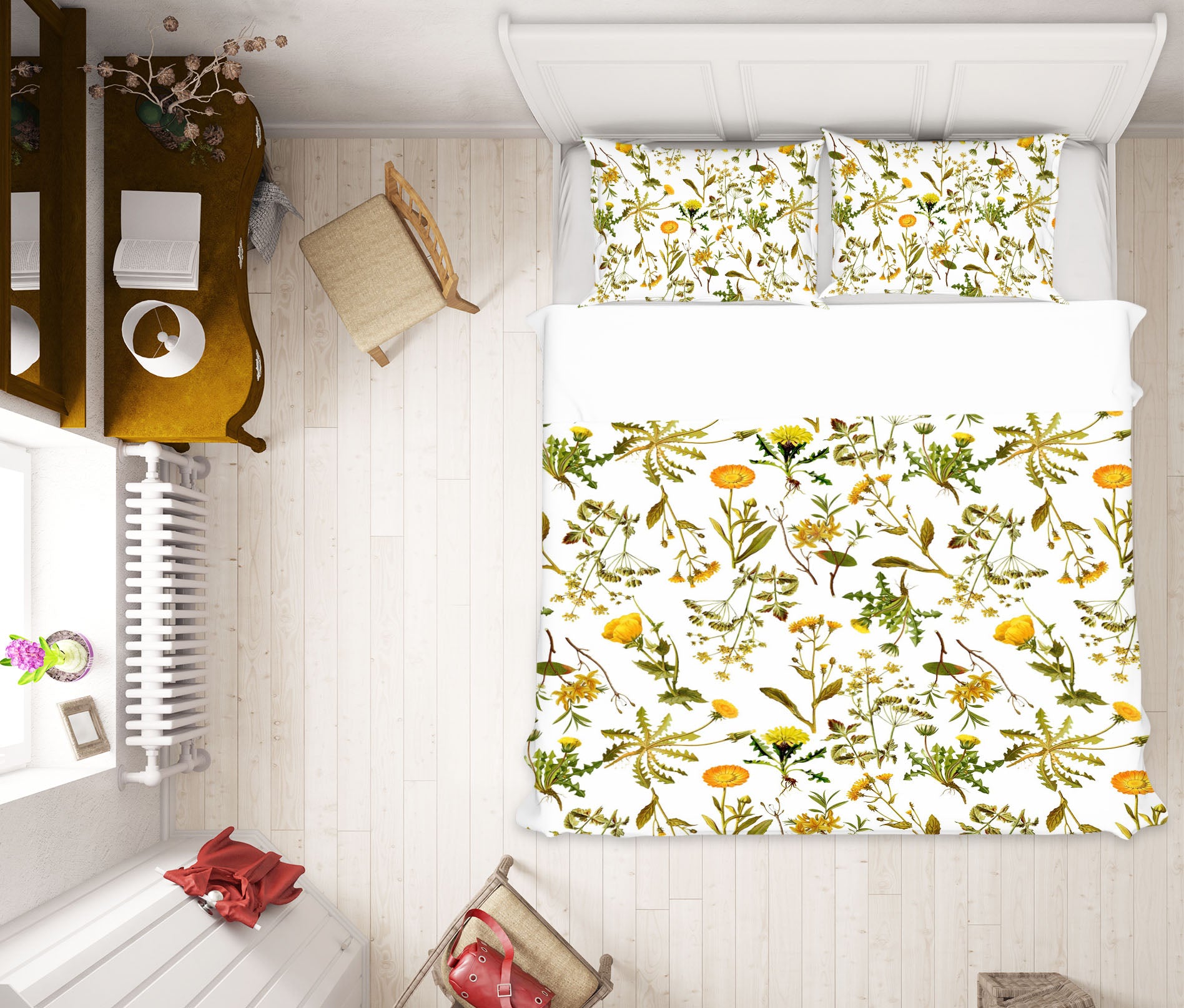 3D Chrysanthemum Leaves 090 Uta Naumann Bedding Bed Pillowcases Quilt