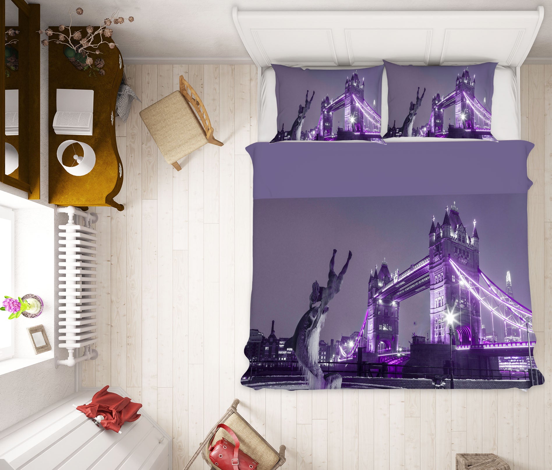 3D Purple Neon Bridge 1038 Assaf Frank Bedding Bed Pillowcases Quilt
