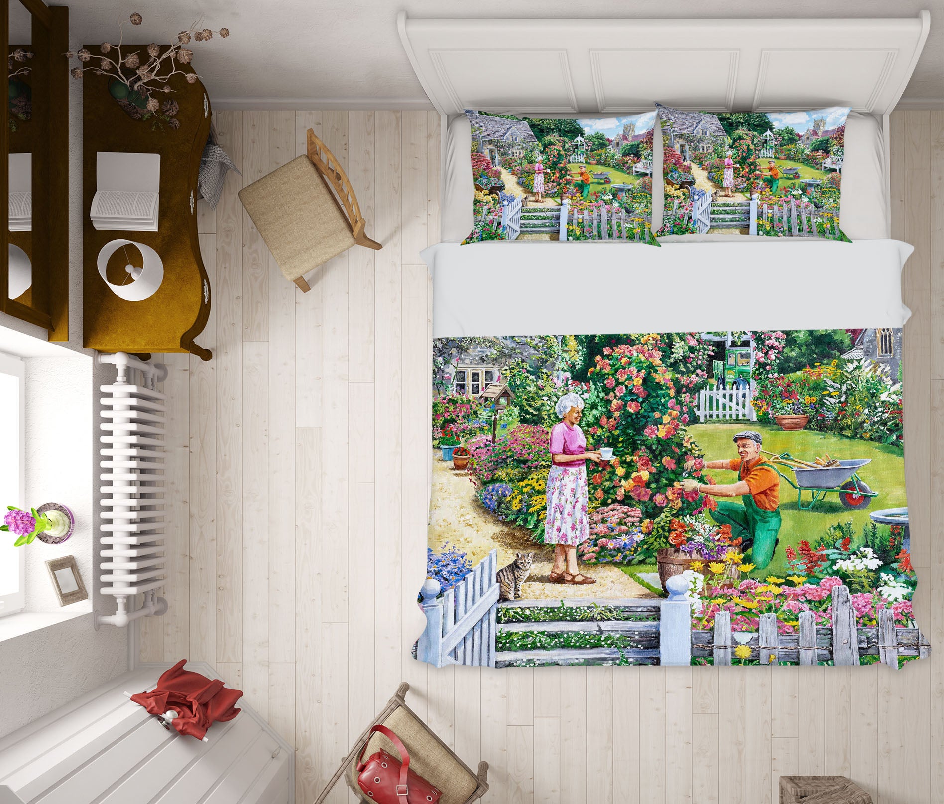 3D Tending A Cottage Garden 2056 Trevor Mitchell bedding Bed Pillowcases Quilt