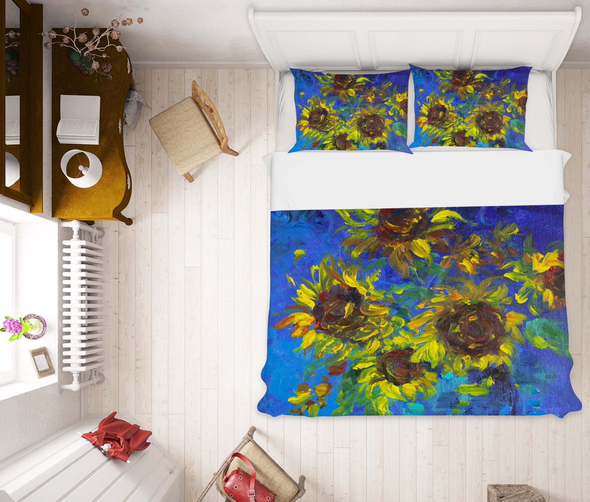 3D Sunflowers Vase 2049 Debi Coules Bedding Bed Pillowcases Quilt