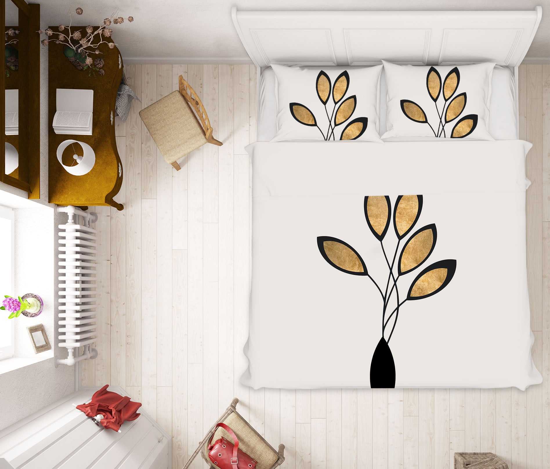 3D Vase Leaves 124 Boris Draschoff Bedding Bed Pillowcases Quilt