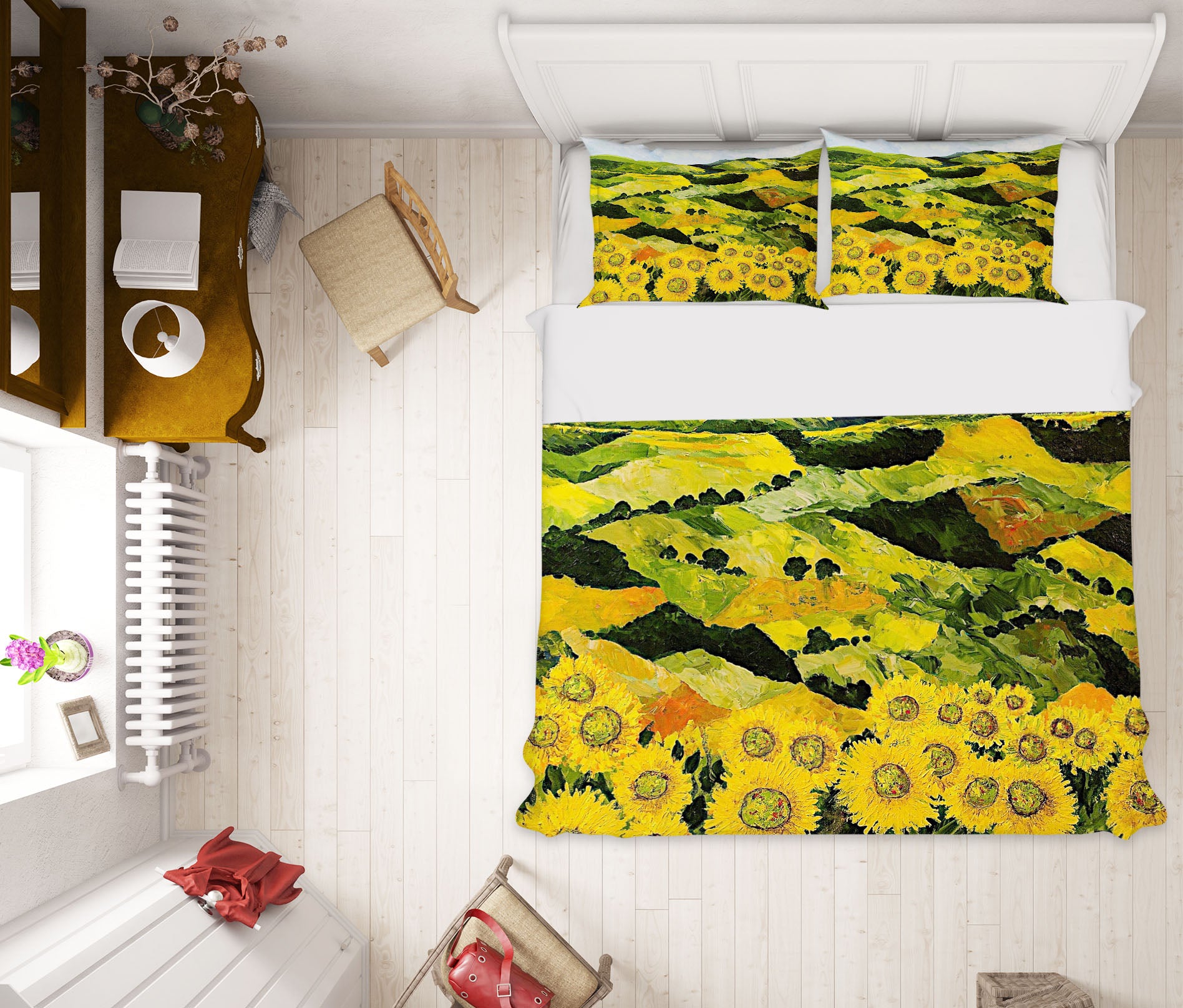 3D Sunflowers Field 1057 Allan P. Friedlander Bedding Bed Pillowcases Quilt