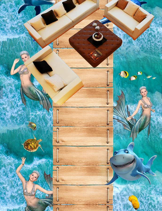 3D Mysterious Mermaid 569 Floor Mural  Wallpaper Murals Rug & Mat Print Epoxy waterproof bath floor