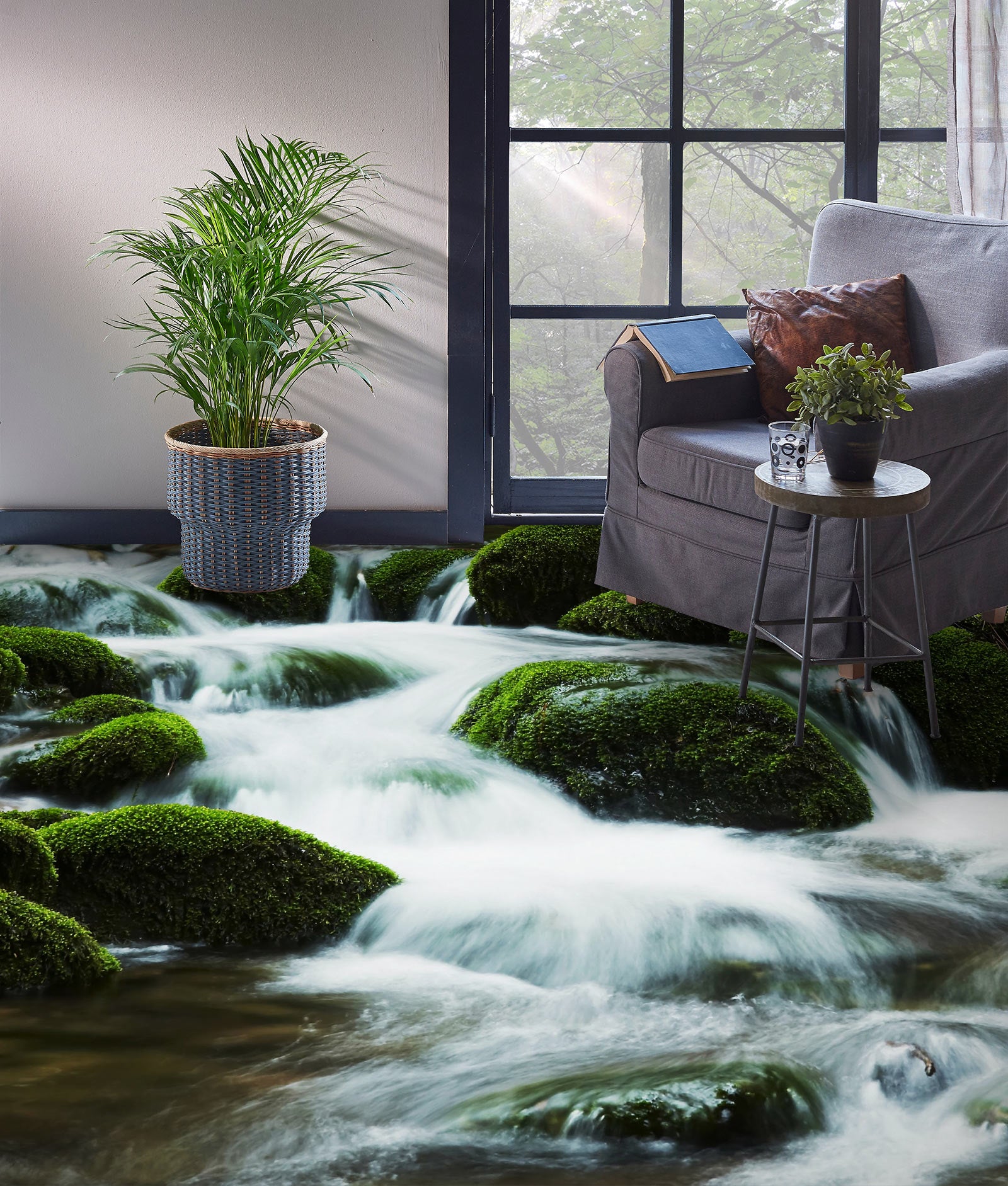 3D Cool Moss Stones 1005 Floor Mural  Wallpaper Murals Self-Adhesive Removable Print Epoxy