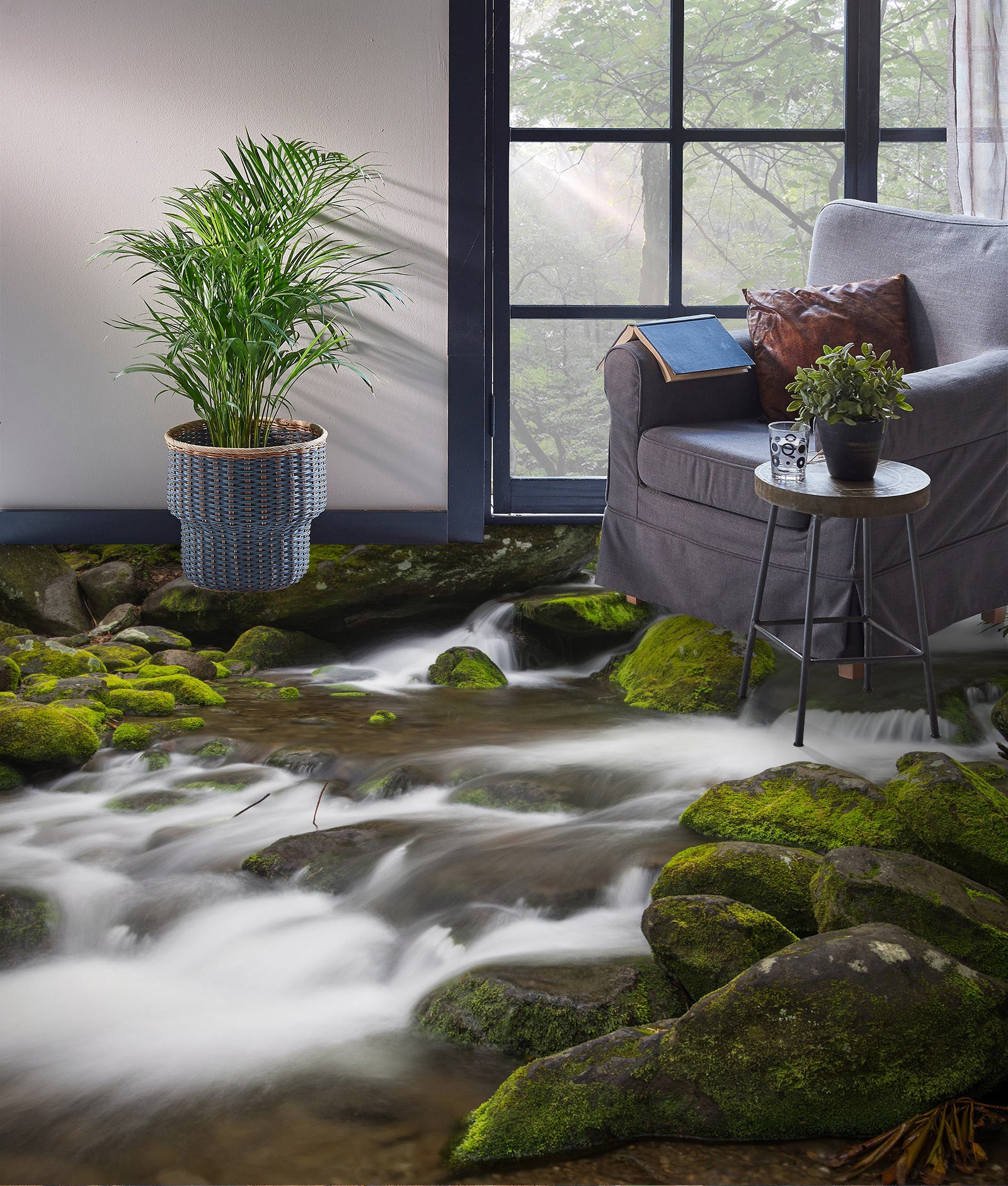 3D Moss Stone And River 661 Floor Mural  Wallpaper Murals Rug & Mat Print Epoxy waterproof bath floor