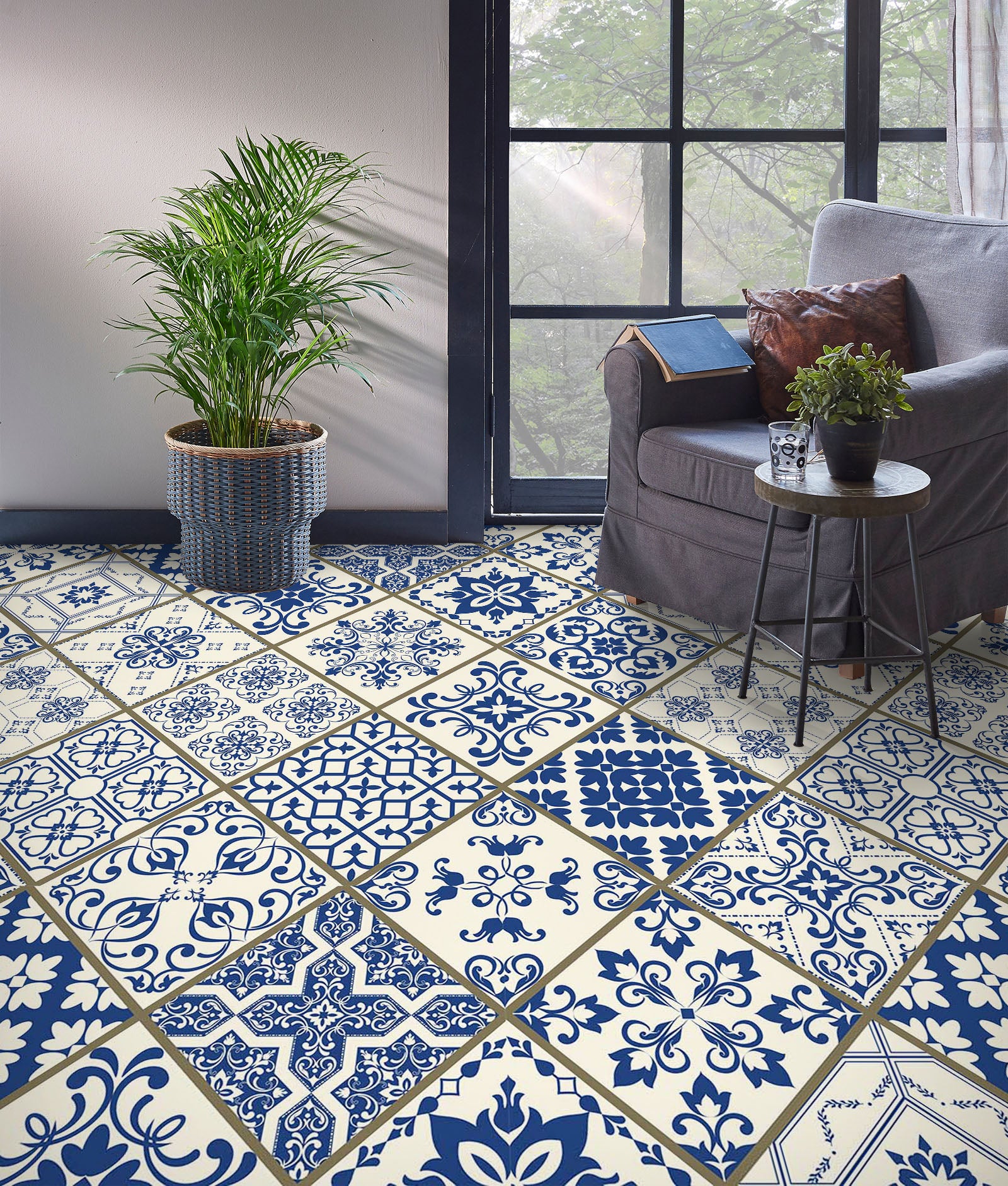 3D Blue And White Porcelain Texture 345 Floor Mural  Wallpaper Murals Rug & Mat Print Epoxy waterproof bath floor