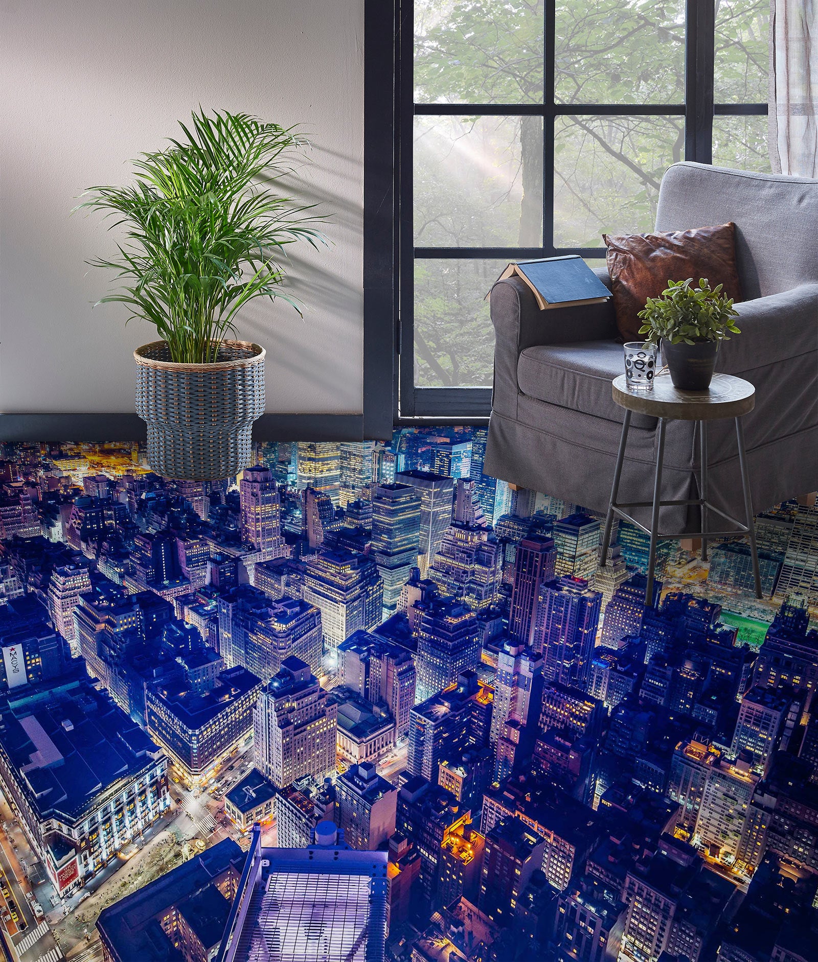 3D Purple Fashion City 1170 Floor Mural