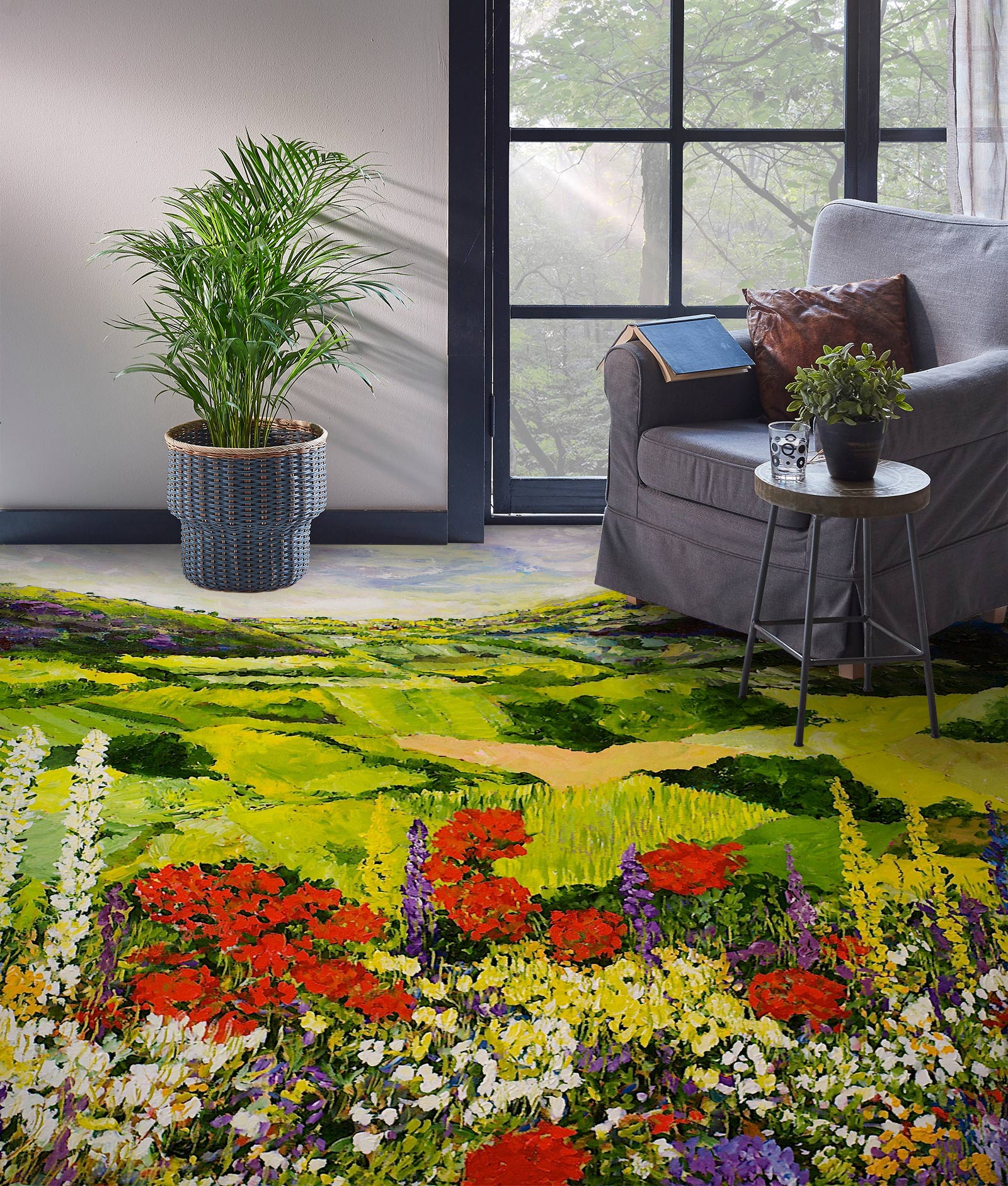 3D Field Meadow Red Flowers 9604 Allan P. Friedlander Floor Mural  Wallpaper Murals Self-Adhesive Removable Print Epoxy