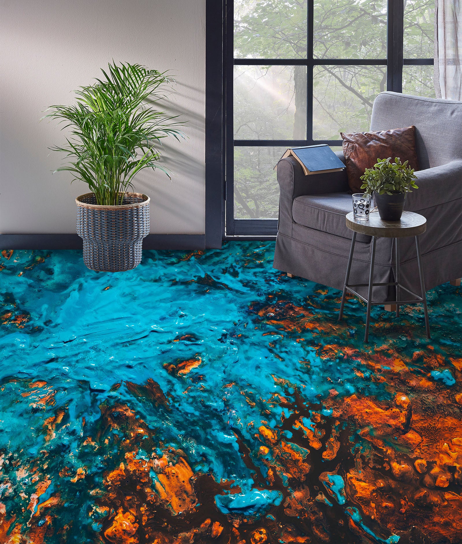 3D Blue Sea Oil Painting 204 Floor Mural  Wallpaper Murals Rug & Mat Print Epoxy waterproof bath floor