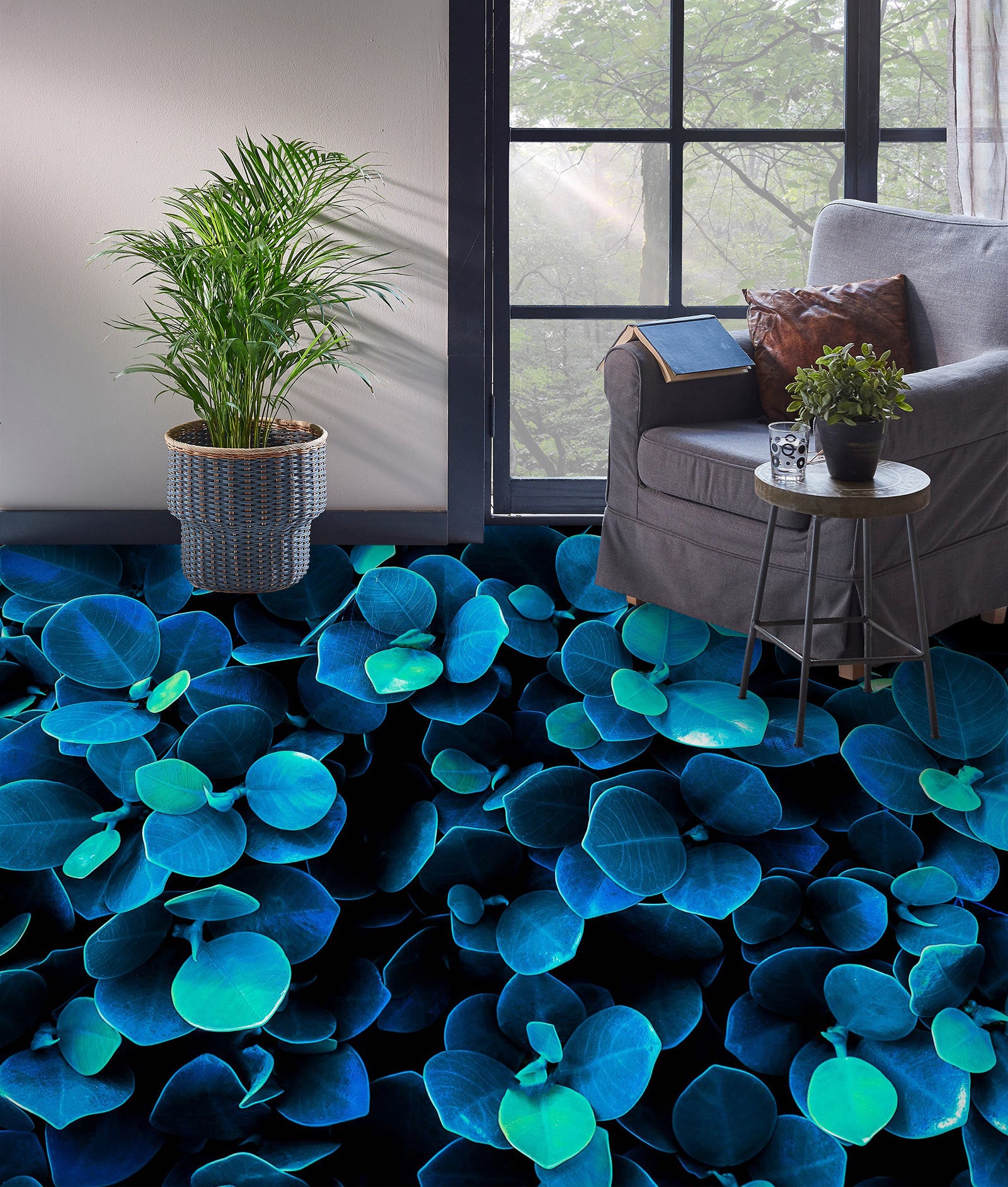 3D Fantasy Blue Flowers 462 Floor Mural  Wallpaper Murals Rug & Mat Print Epoxy waterproof bath floor