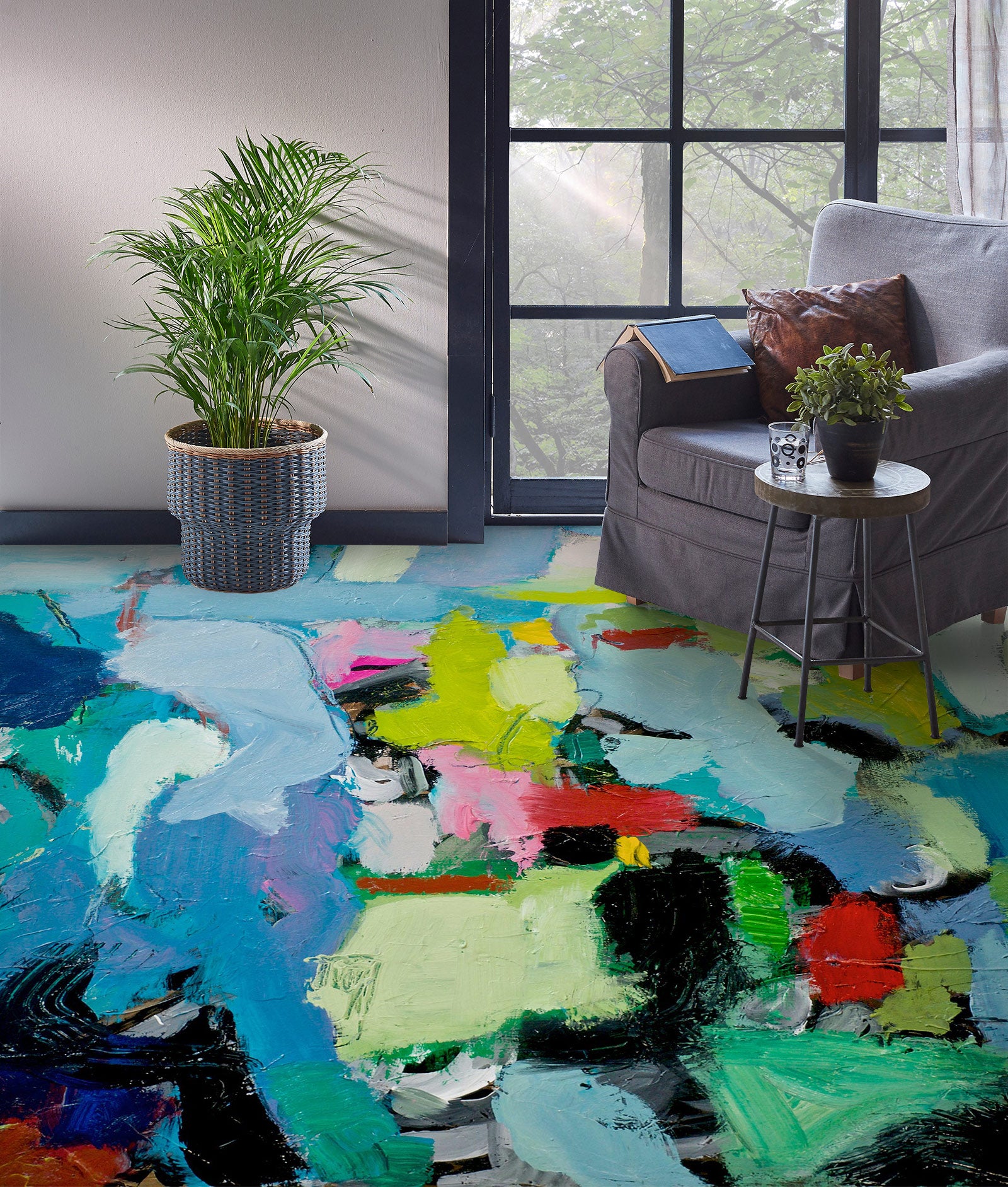 3D Blue Color Paint Pattern 9609 Allan P. Friedlander Floor Mural  Wallpaper Murals Self-Adhesive Removable Print Epoxy