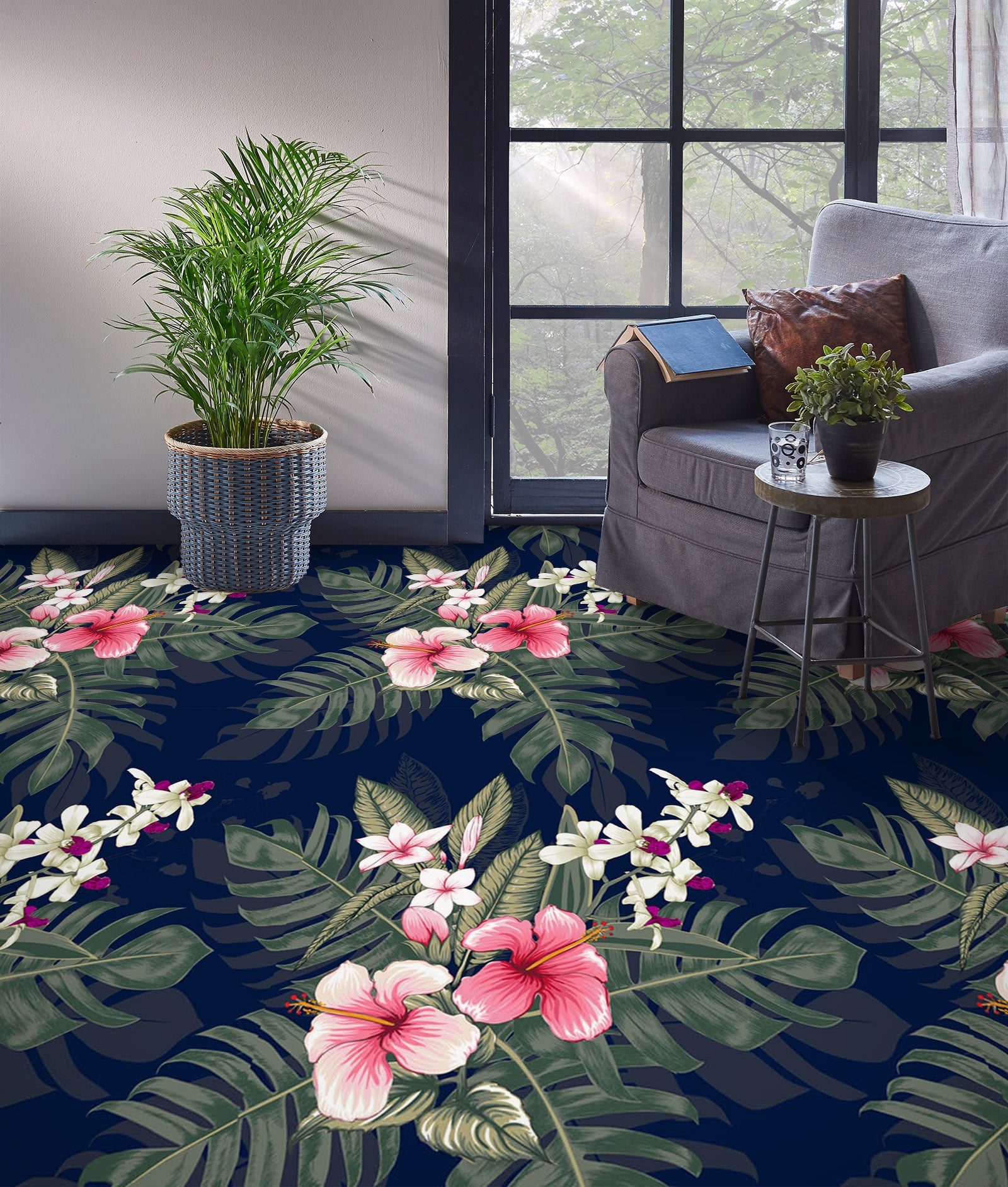 3D Cute Little Pink Flowers 1293 Floor Mural