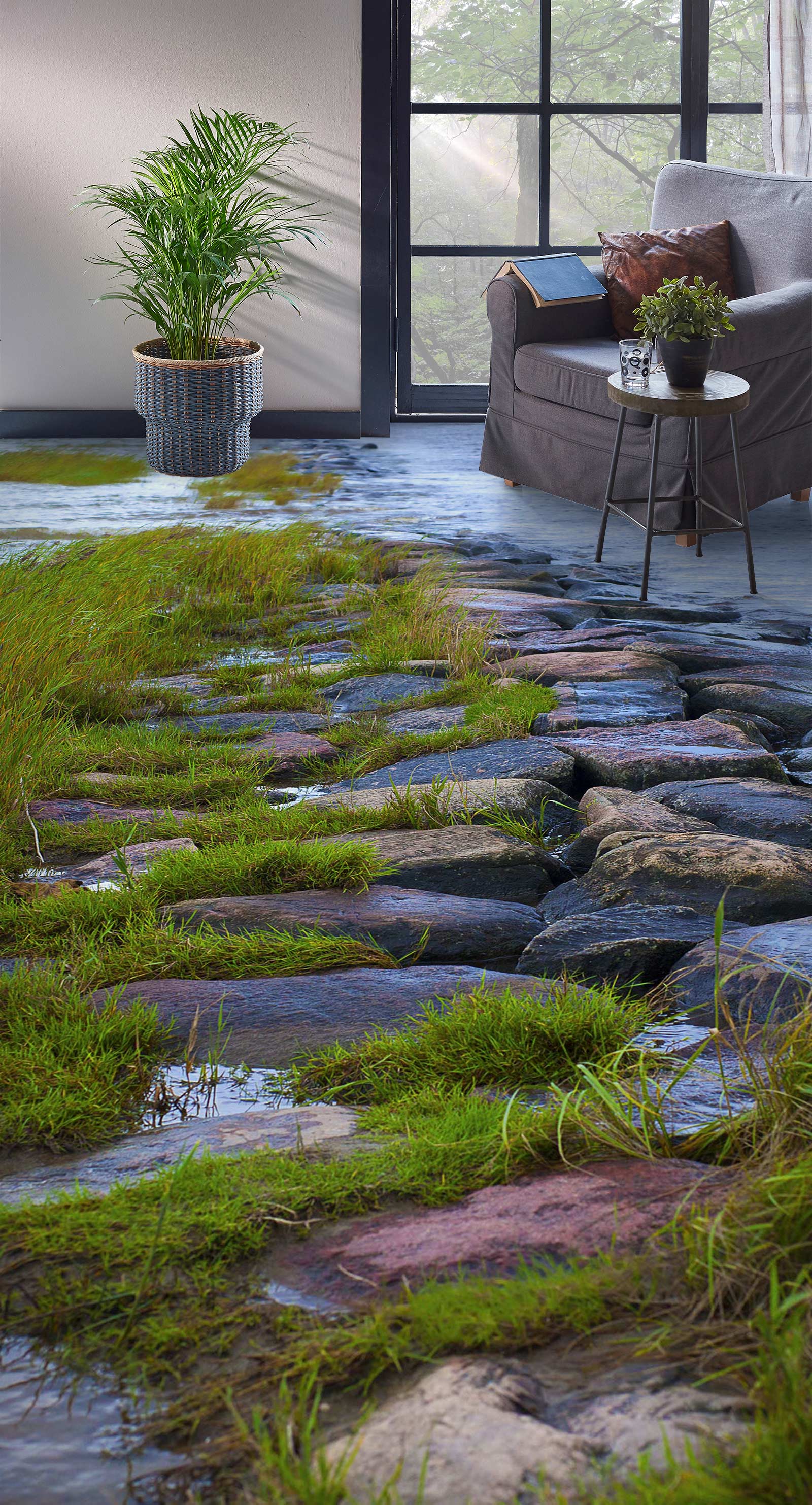 3D Grass Among The Stones 1099 Floor Mural  Wallpaper Murals Self-Adhesive Removable Print Epoxy