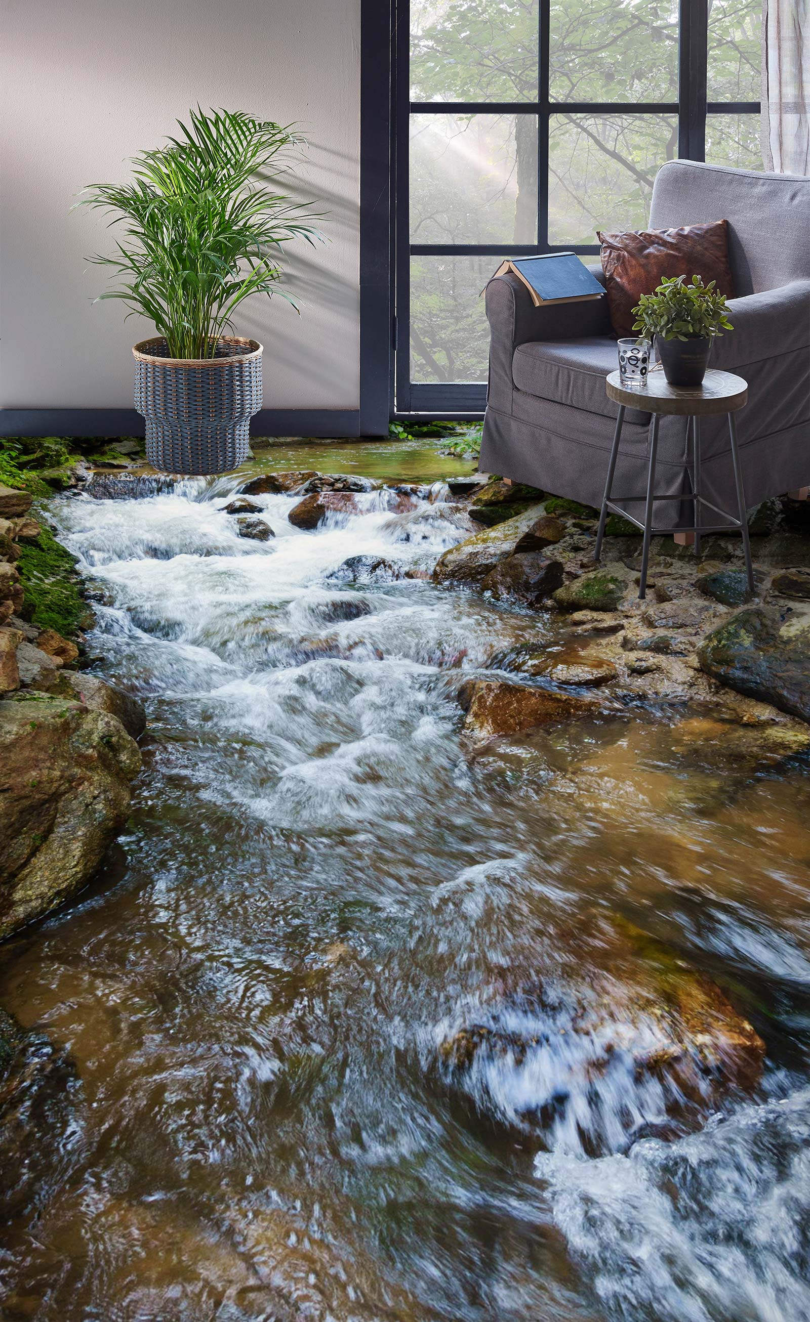 3D Stones And Rushing Water 699 Floor Mural  Wallpaper Murals Rug & Mat Print Epoxy waterproof bath floor