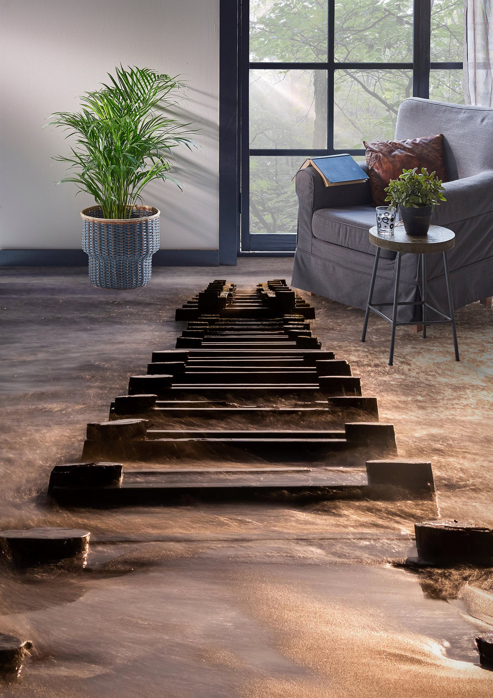 3D Wooden Bridge In The Sun 1041 Floor Mural  Wallpaper Murals Self-Adhesive Removable Print Epoxy