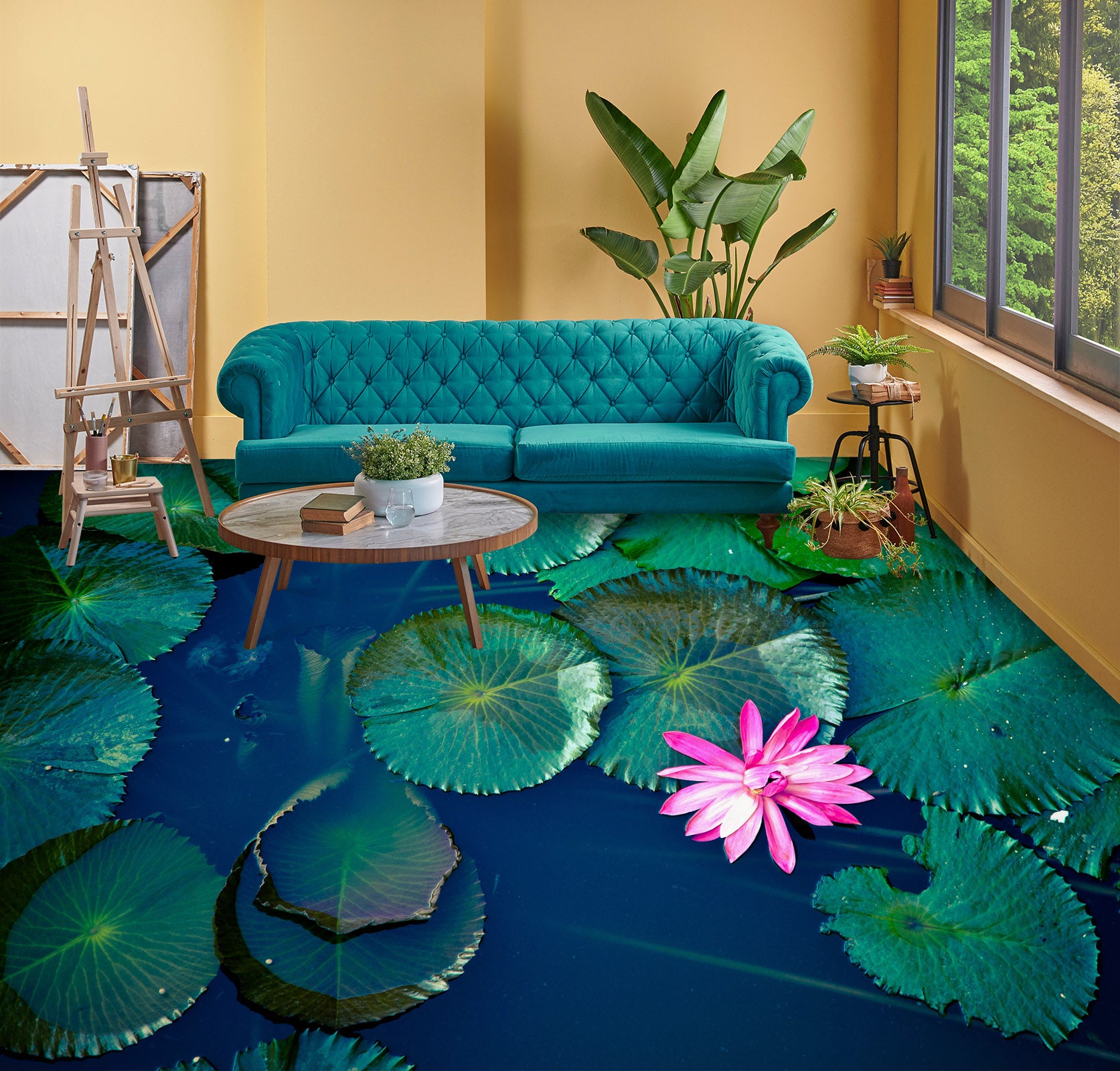 3D A Deep Pink Lotus 011 Floor Mural  Wallpaper Murals Rug & Mat Print Epoxy waterproof bath floor