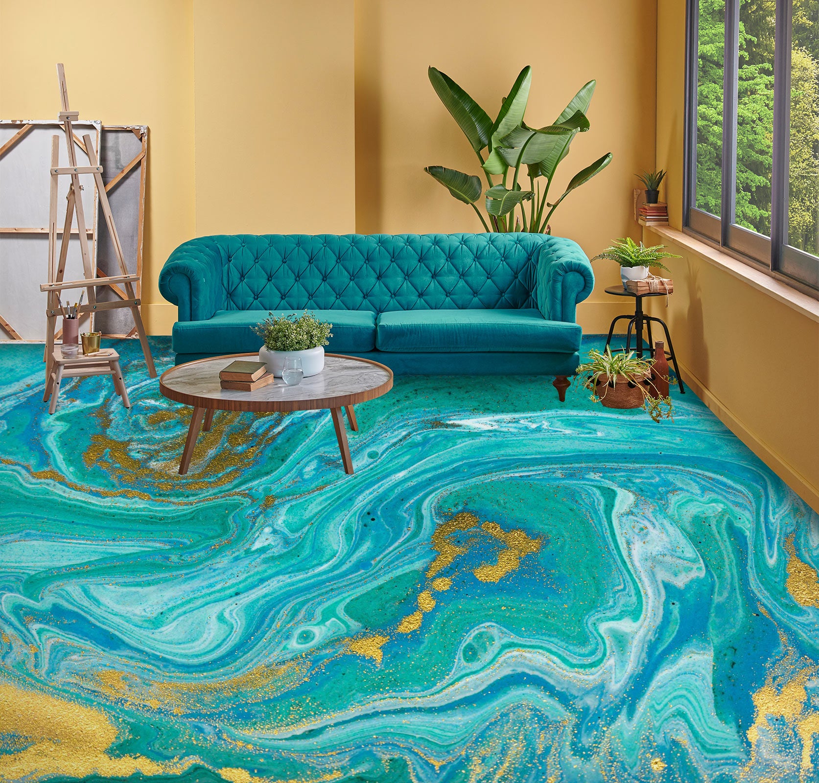 3D Glamour Green Texture 1167 Floor Mural  Wallpaper Murals Self-Adhesive Removable Print Epoxy