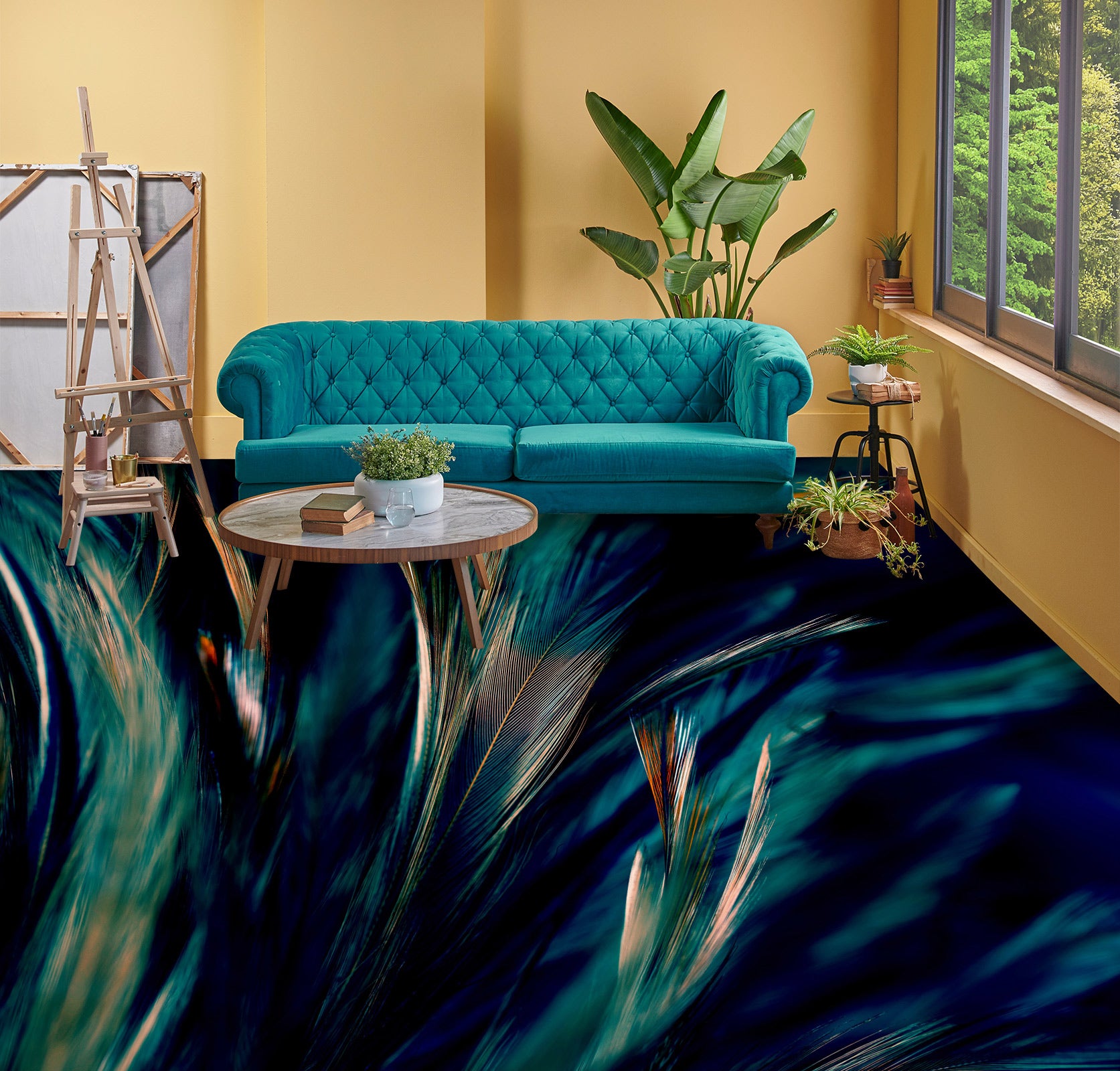 3D Dark Feather Art 1136 Floor Mural  Wallpaper Murals Self-Adhesive Removable Print Epoxy