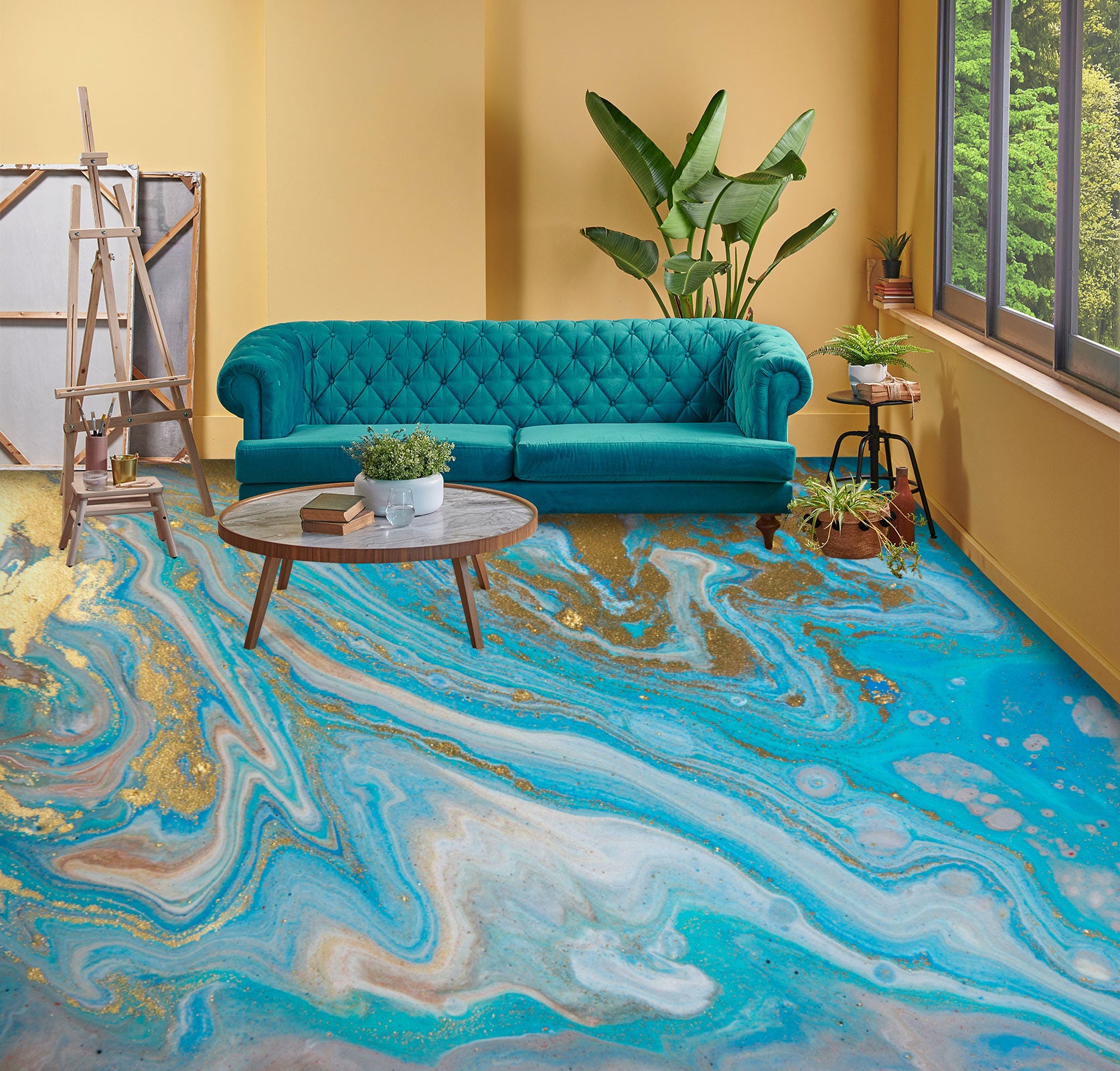 3D Fantasy Blue Texture 1121 Floor Mural  Wallpaper Murals Self-Adhesive Removable Print Epoxy