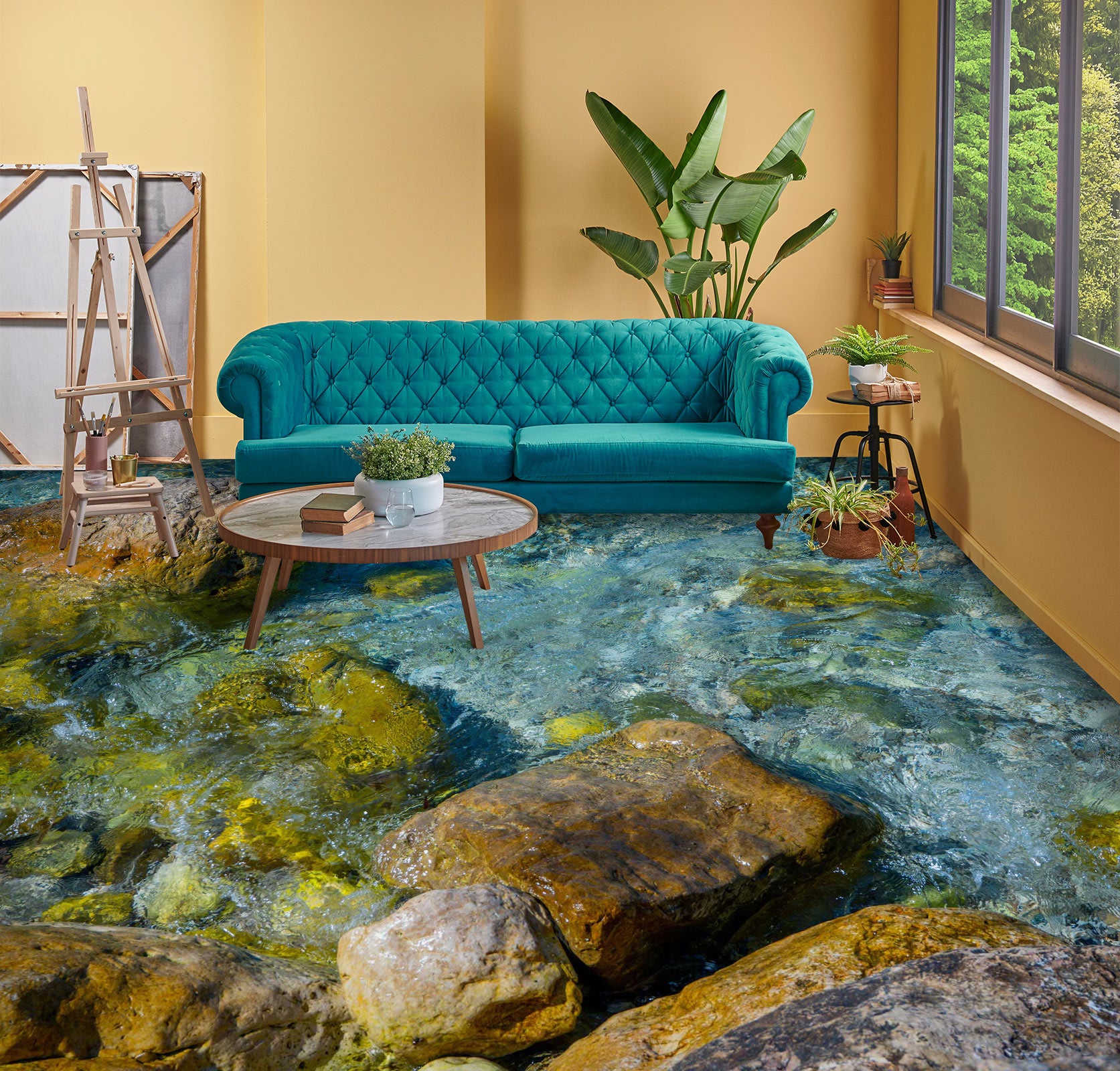 3D Cool Light Blue Water 1068 Floor Mural  Wallpaper Murals Self-Adhesive Removable Print Epoxy