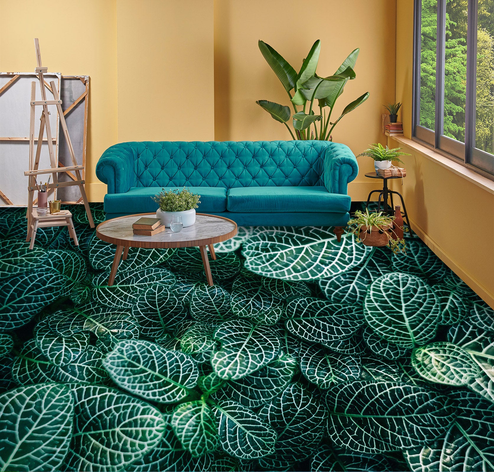 3D White Leaf Veins 1496 Floor Mural  Wallpaper Murals Self-Adhesive Removable Print Epoxy